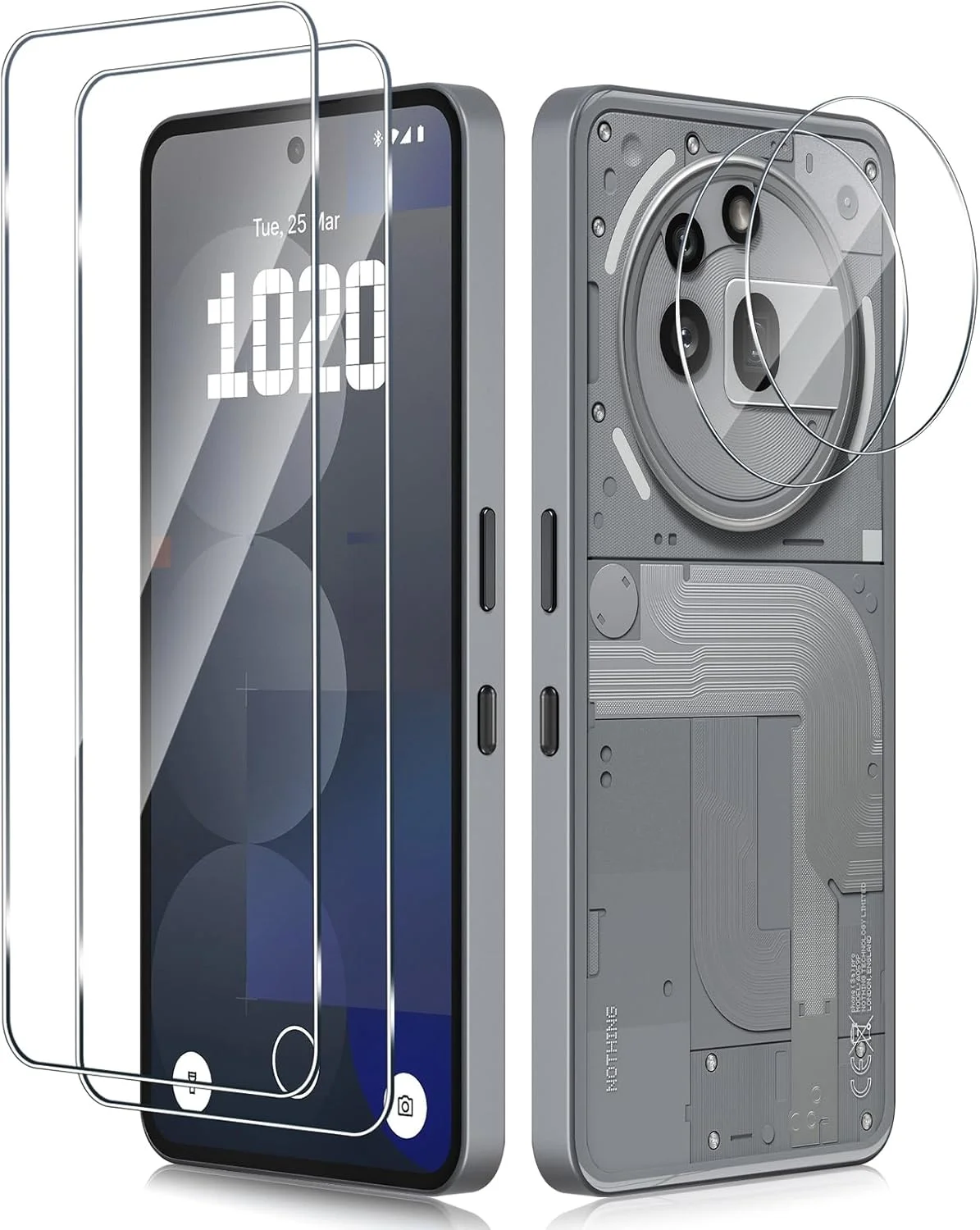 محافظ صفحه نمایش Xunzii برای ناتینگ فون 3A PRO 5G، شیشه حرارت دیده با محافظ دوربین [2+2 تکه]، فیلم فوق العاده شفاف 0.33 میلی متری، محافظ صفحه نمایش با سختی 9H، شیشه محافظ ضد خش