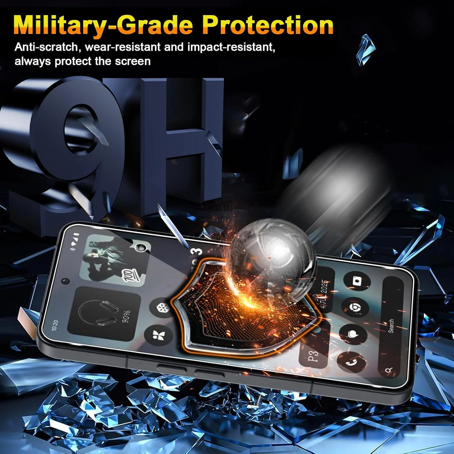 محافظ صفحه نمایش شیشه ای حرارت دیده QULLOO برای Nothing Phone (3)، بسته 3 عددی، شیشه حرارت دیده با سختی 9H، محافظ صفحه نمایش شفاف HD، فیلم ضد خش