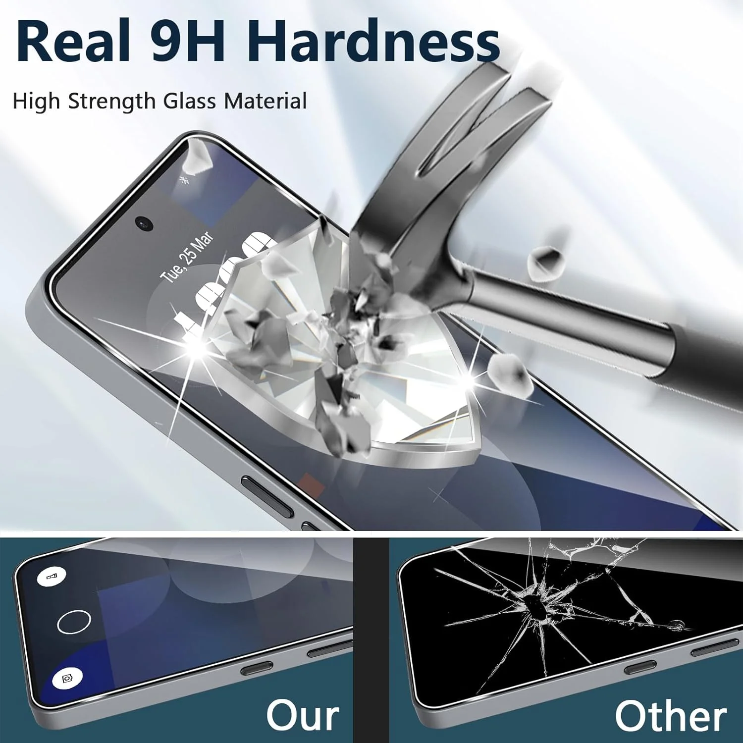 محافظ صفحه نمایش Xunzii برای ناتینگ فون 3A PRO 5G، شیشه حرارت دیده با محافظ دوربین [2+2 تکه]، فیلم فوق العاده شفاف 0.33 میلی متری، محافظ صفحه نمایش با سختی 9H، شیشه محافظ ضد خش