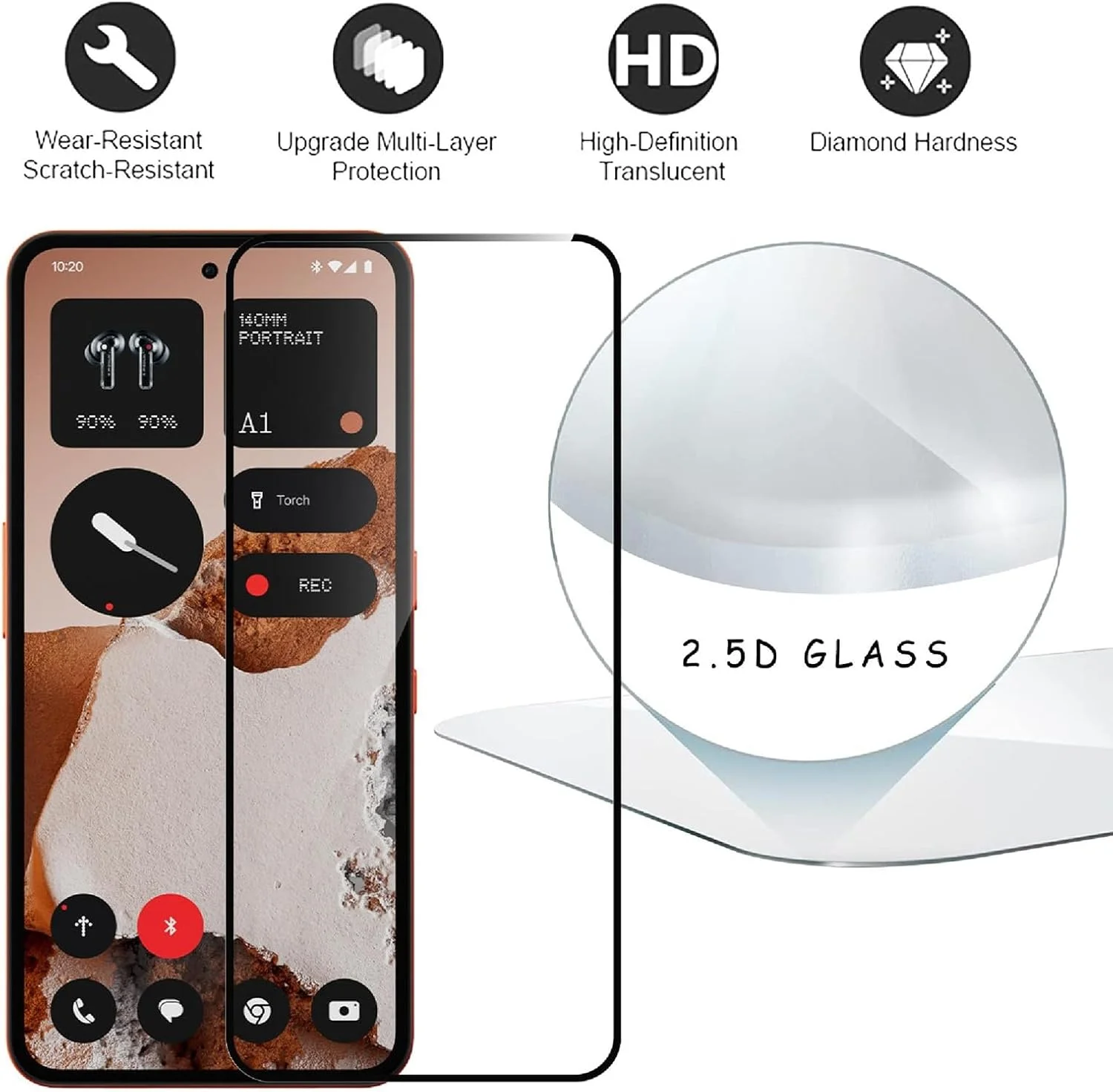 محافظ صفحه نمایش شیشه ای حرارت دیده GIOPUEY سازگار با Nothing CMF Phone 2 Pro، شیشه با انتقال نور بالا، مقاوم در برابر خراش، محافظت کامل، مقاوم در برابر روغن، فیلم محافظ، بسته 3 عددی