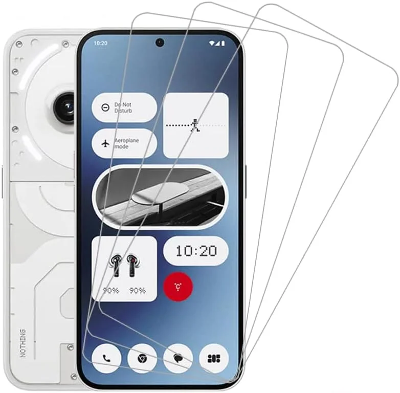 محافظ صفحه نمایش شیشه ای Gruattreay سازگار با Nothing Phone 2a، سختی 9H ممتاز ضد خش، محافظ صفحه نمایش شیشه ای حرارت دیده بدون حباب برای Nothing Phone 2a (بسته 3 عددی)