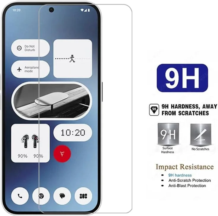 محافظ صفحه نمایش شیشه ای Gruattreay سازگار با Nothing Phone 2a، سختی 9H ممتاز ضد خش، محافظ صفحه نمایش شیشه ای حرارت دیده بدون حباب برای Nothing Phone 2a (بسته 3 عددی)