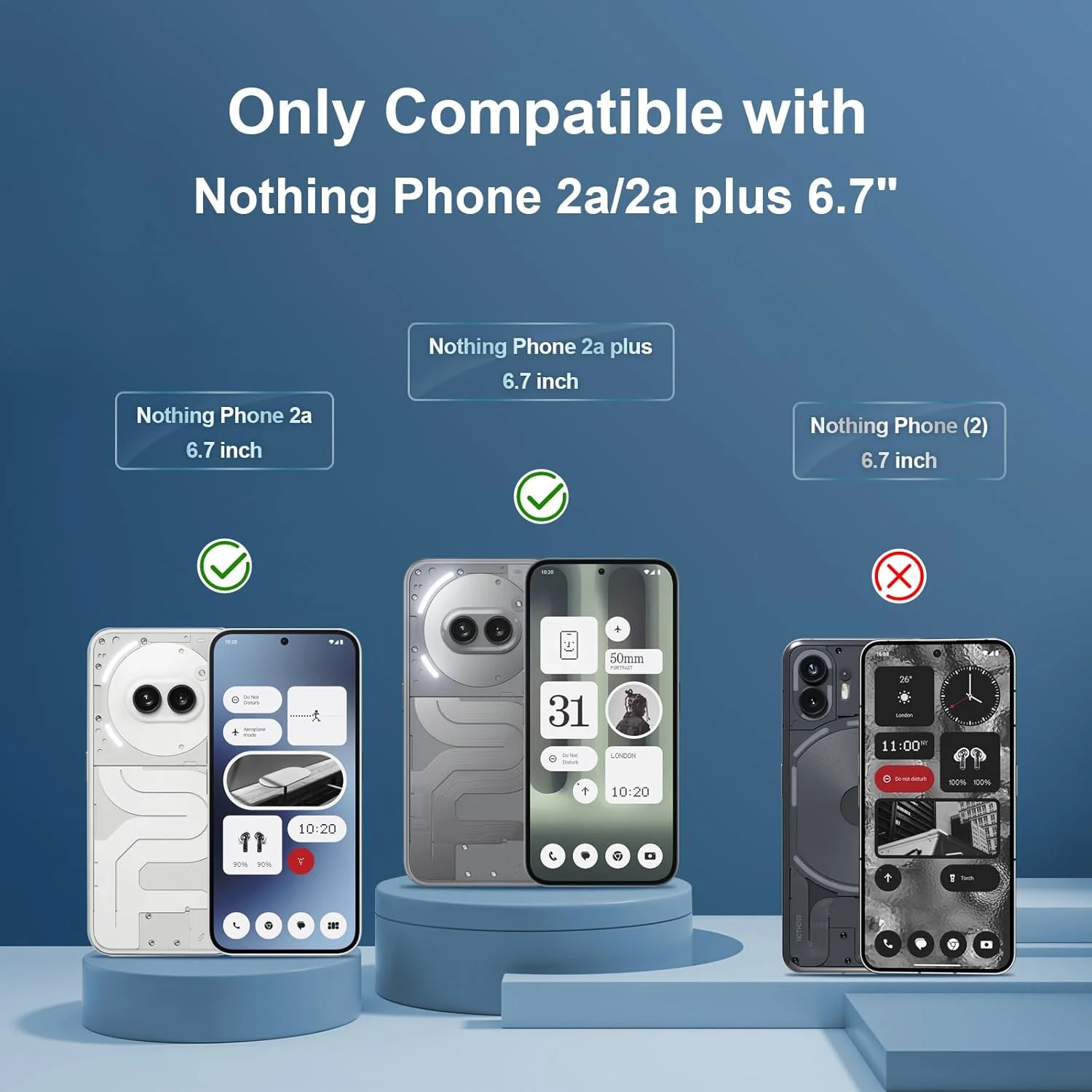 محافظ صفحه نمایش شیشه ای GiiYoon بسته 3 عددی برای Nothing Phone 2a/2a Plus [پوشش کامل HD] [نصب آسان] [لبه گرد] [مقاوم در برابر خراش] [سختی 9H]