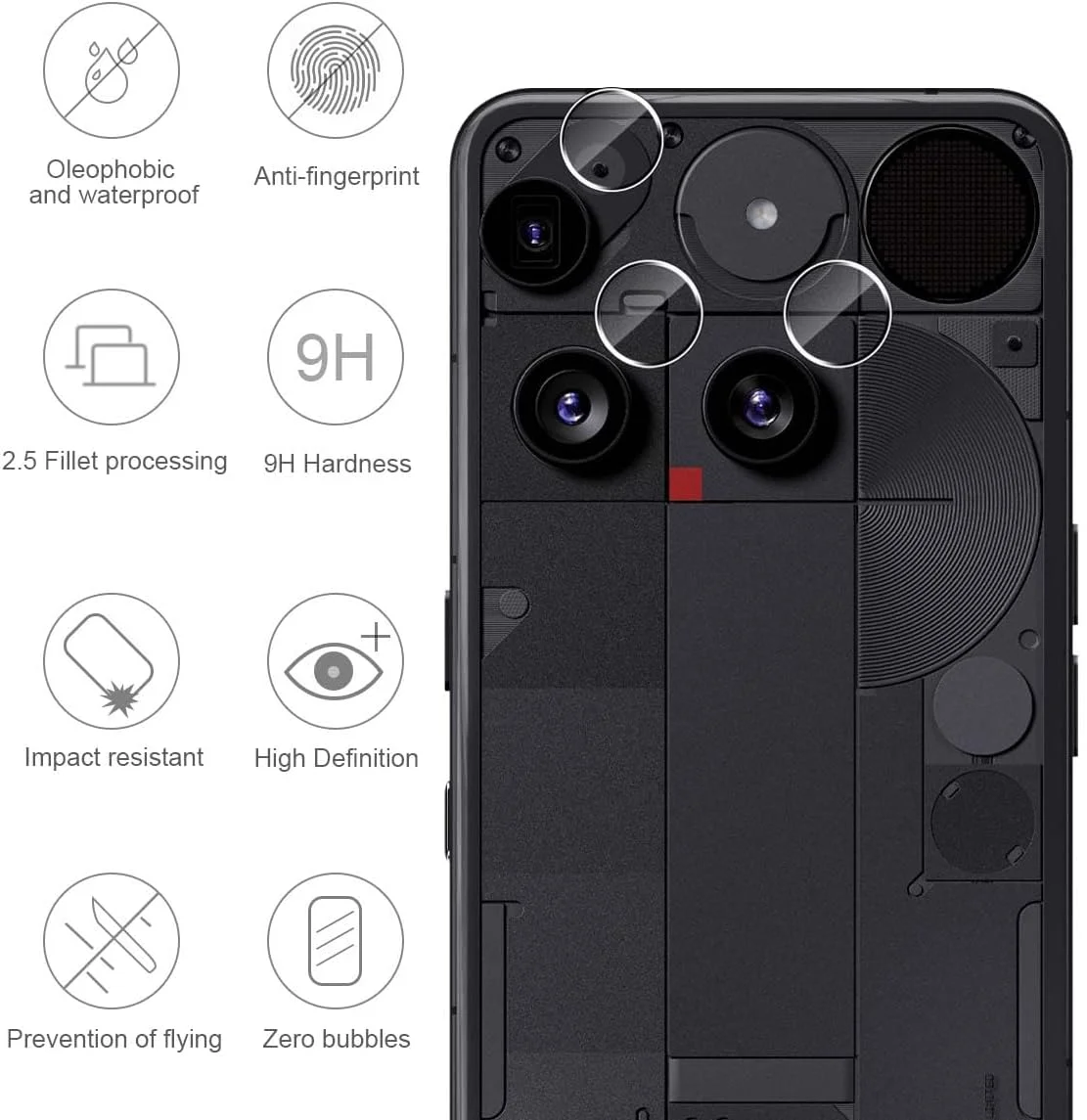 GEEMEE for Nothing Phone 3 Camera Protection for Tempered Glass Screen Protector, 9H Hardness HD Clear Anti-scratch Camera Screen Protector, Bubble-Free Film Tempered Glass Film