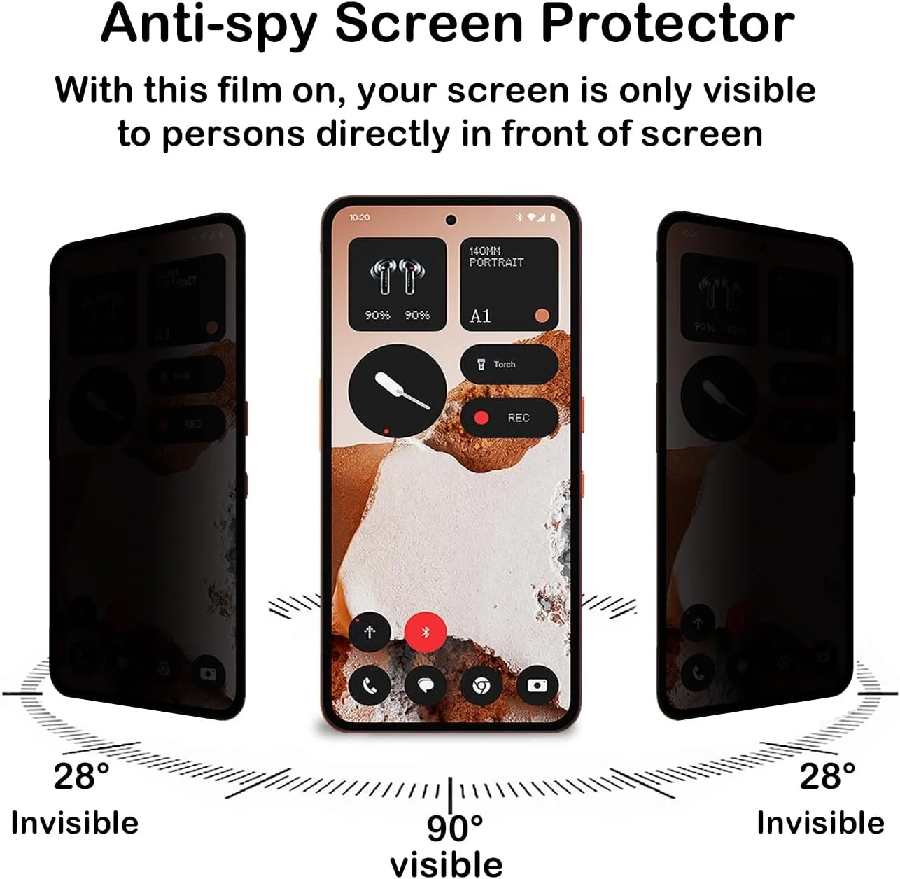 محافظ صفحه نمایش حریم خصوصی شیشه ای برای ناتینگ CMF Phone 2 Pro [2 عدد]، محافظ صفحه نمایش ضد جاسوسی، محافظ صفحه نمایش حریم خصوصی، سختی 9H، محافظ صفحه نمایش حریم خصوصی برای ناتینگ CMF Phone 2 Pro