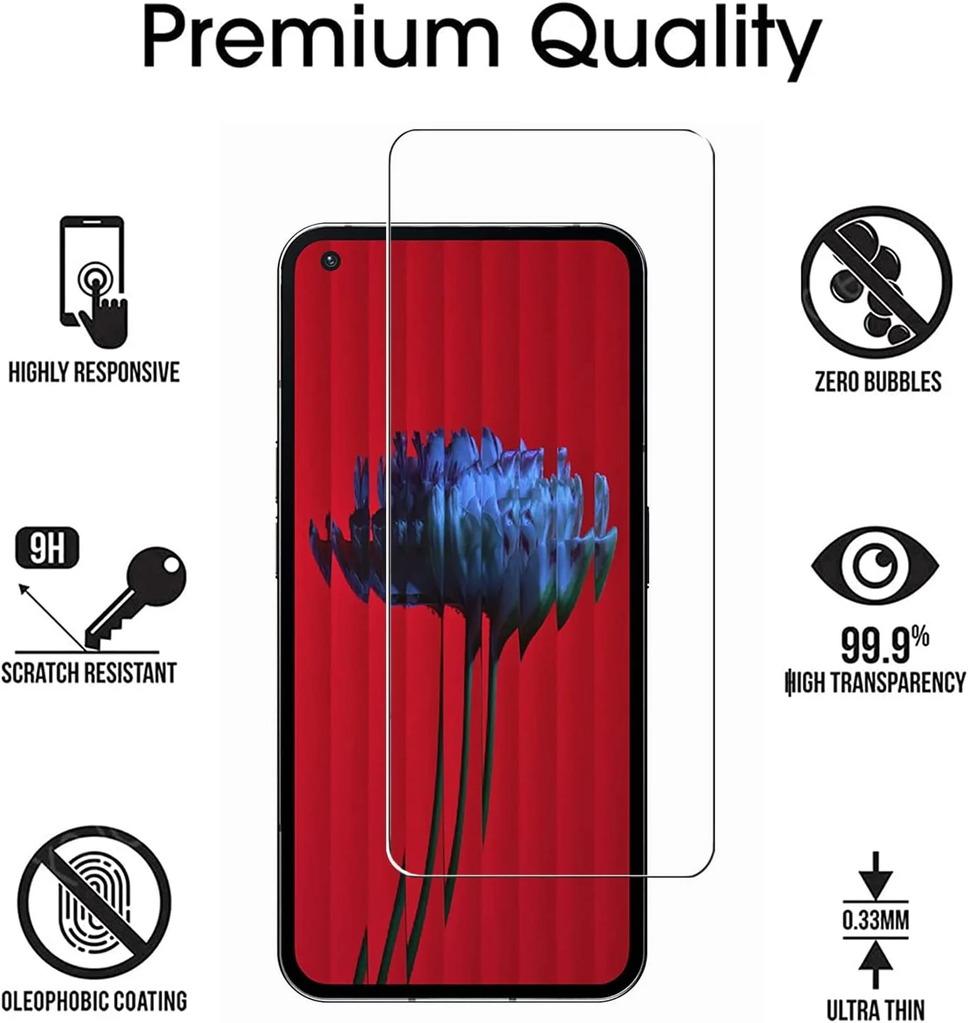 [3 Pack] ZMONE Tempered Glass for Nothing Phone 1 Screen Protector,9H Hardness High Definition Clear Scratch Resistant Bubble Free Anti-Fingerprints