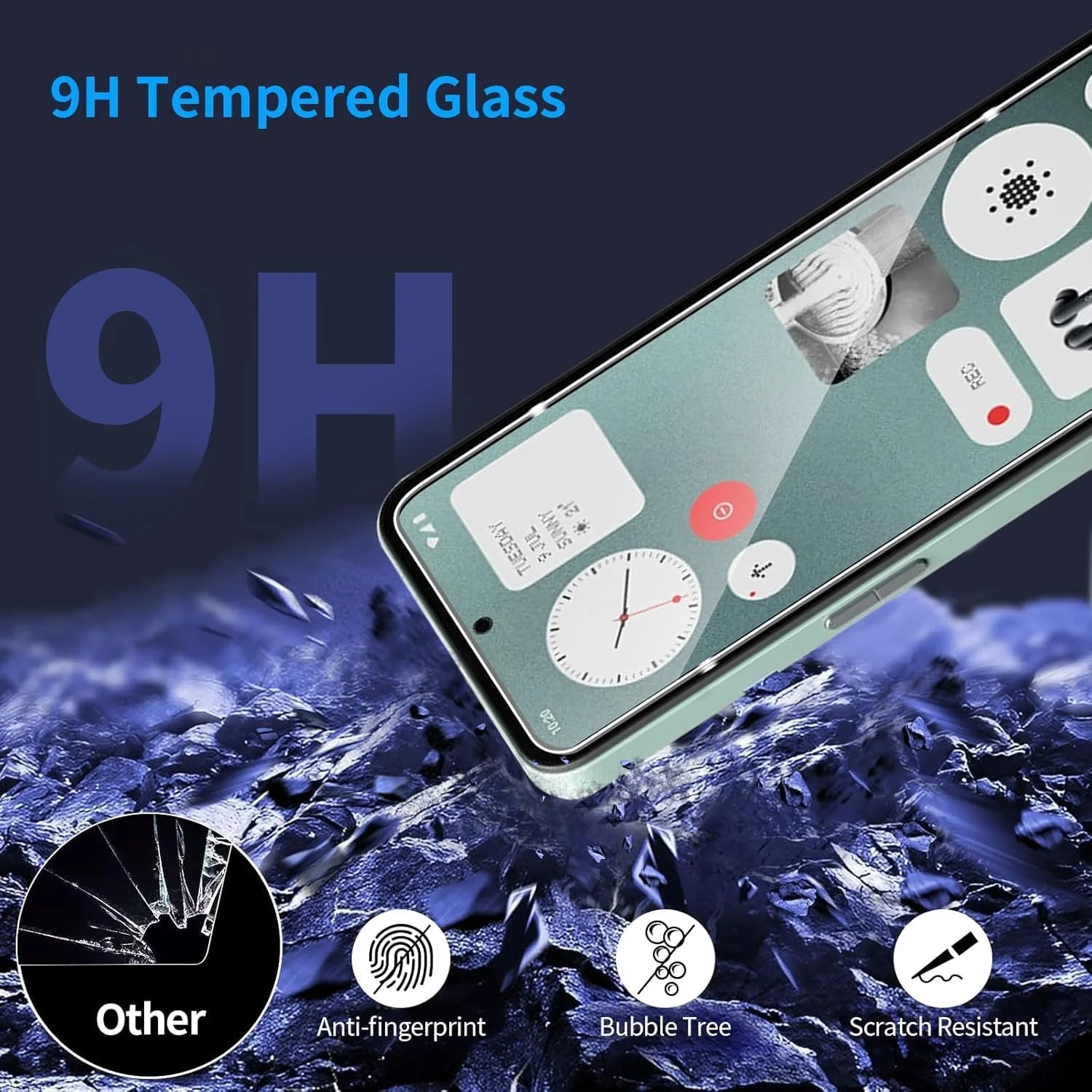 محافظ صفحه نمایش Gruattreay سازگار با Nothing CMF Phone 1، بسته 2 عددی شیشه حرارت دیده و بسته 2 عددی محافظ لنز دوربین، شیشه حرارت دیده با سختی 9H، ضد خش HD