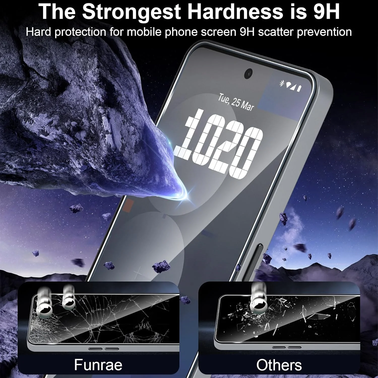 محافظ صفحه نمایش شیشه ای حرارت دیده Funrae برای ناتینگ فون 3a Pro 5G با محافظت از دوربین [3+2 تکه]، پشتیبانی از شناسه اثر انگشت و سنسورهای دما، سختی 9H، فیلم محافظ صفحه نمایش 0.33 میلی متری HD