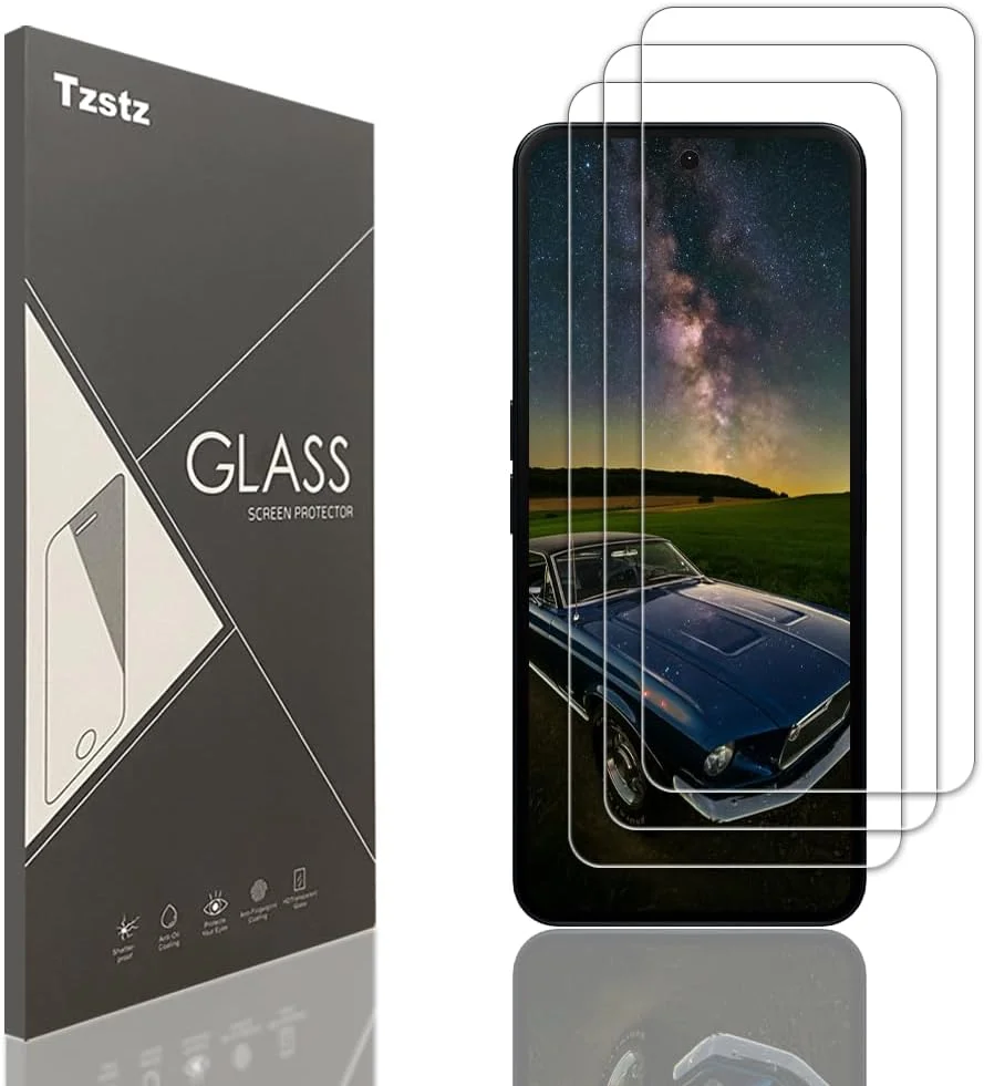 محافظ صفحه نمایش شیشه ای تمپرد Tzstz، سه عدد، مناسب برای ناتینگ فون (3a)/فون (3a) پرو، سختی 9H، ضد خش، فیلم محافظ صفحه نمایش HD