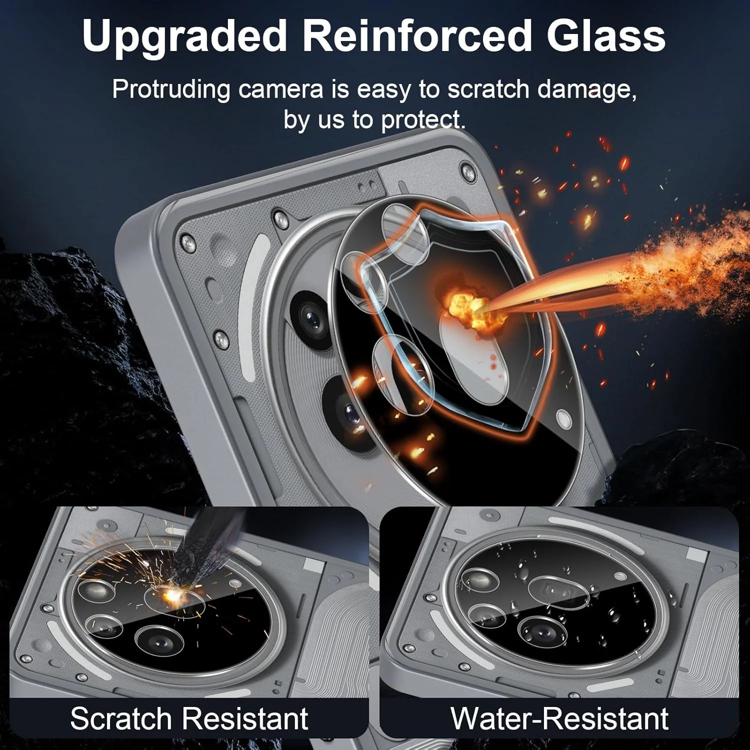 محافظ صفحه نمایش شیشه ای حرارت دیده Funrae برای ناتینگ فون 3a Pro 5G با محافظت از دوربین [3+2 تکه]، پشتیبانی از شناسه اثر انگشت و سنسورهای دما، سختی 9H، فیلم محافظ صفحه نمایش 0.33 میلی متری HD