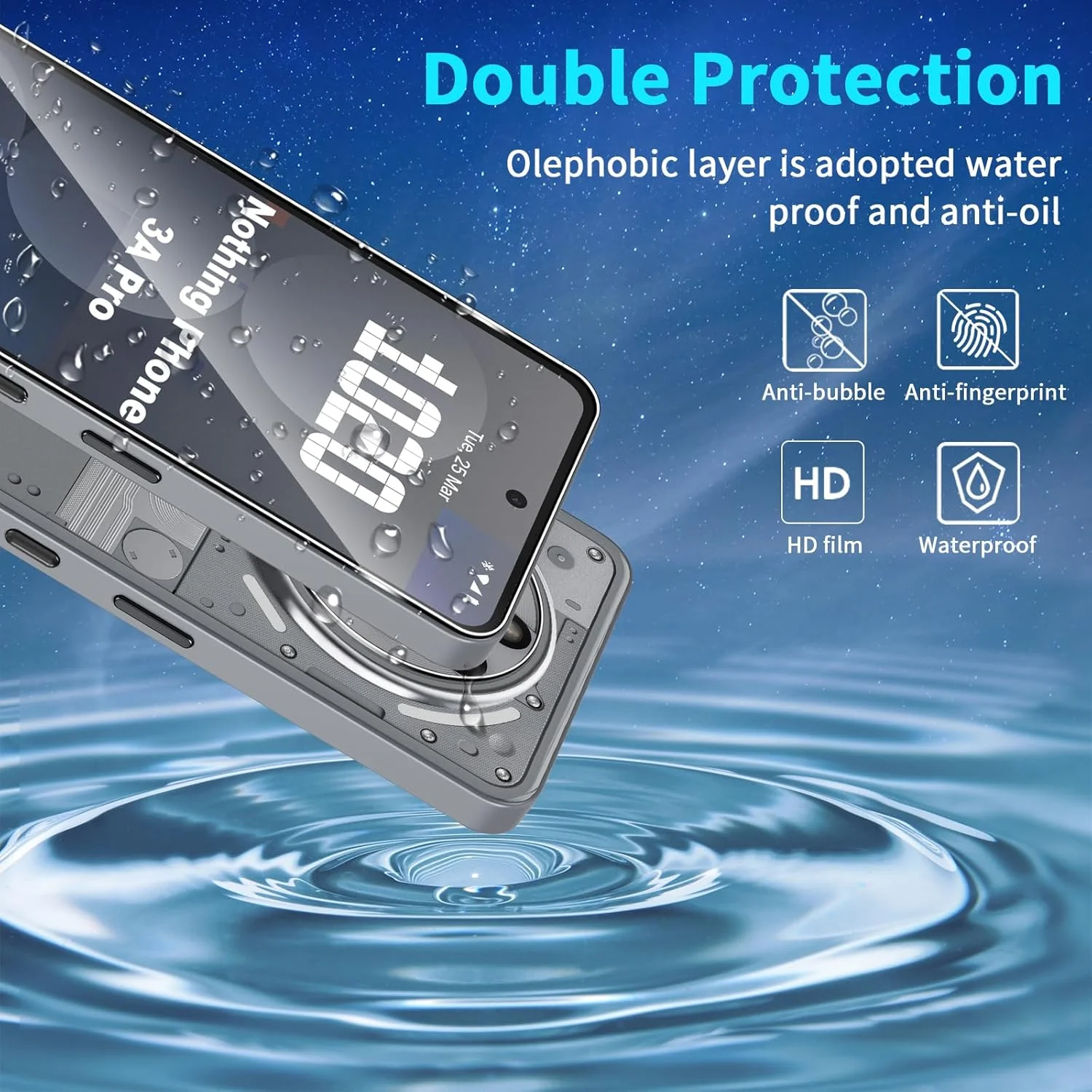 محافظ صفحه نمایش شیشه ای Lutree برای Nothing Phone 3a Pro، 2 + 2 تکه شیشه محافظ + فیلم محافظ دوربین، محافظ صفحه نمایش HD با سختی 9H، بدون حباب، ضد خش