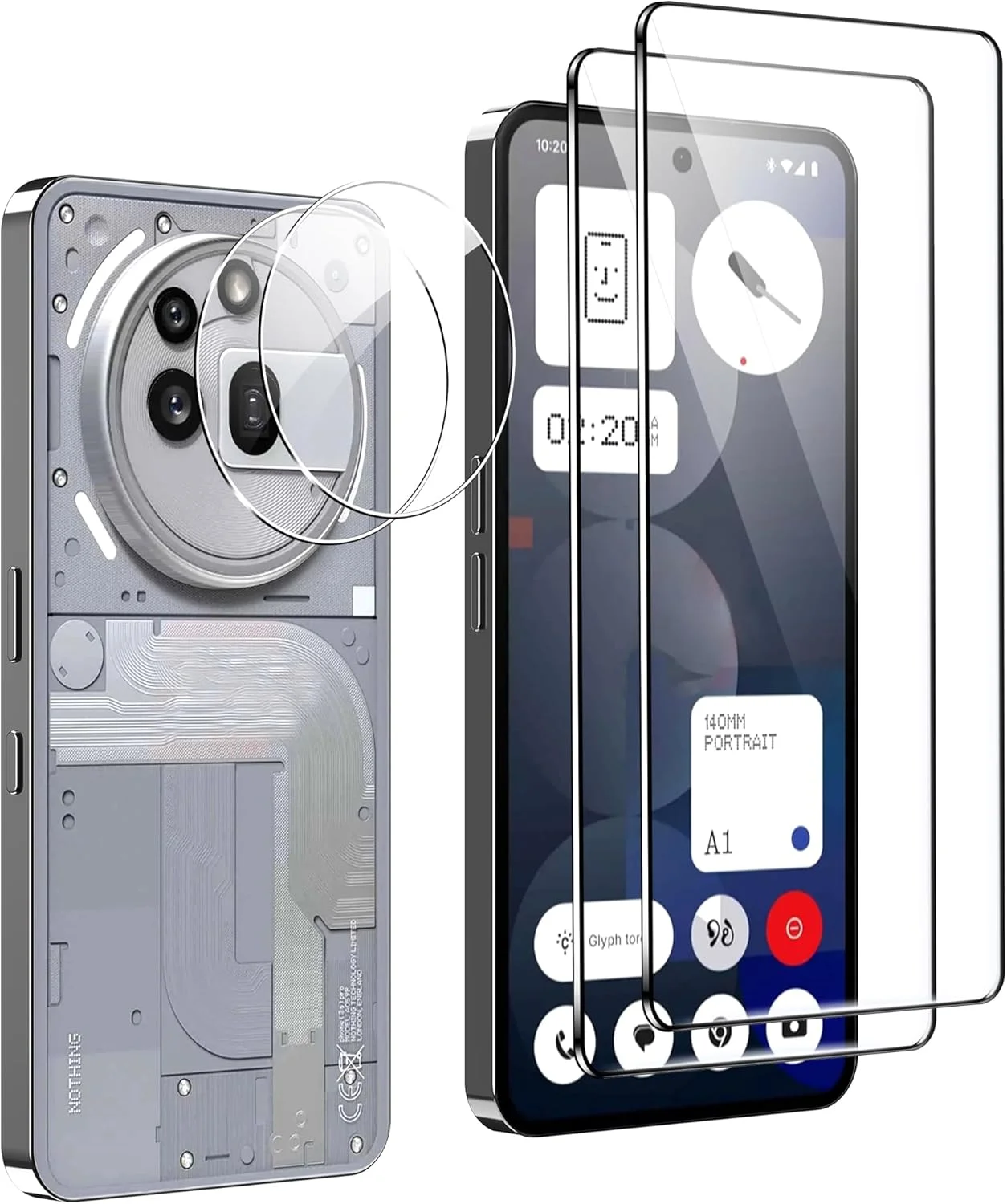 محافظ صفحه نمایش FDHYFGDY 2 + 2 عددی شیشه ای برای ناتینگ فون 3a Pro، محافظ دوربین و محافظ صفحه نمایش شیشه ای، سختی 9H، محافظ صفحه نمایش HD ضد حباب