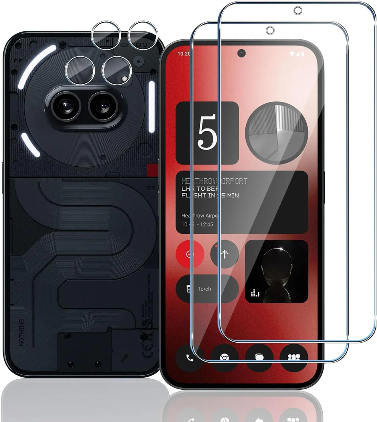 محافظ صفحه نمایش شیشه ای حرارت دیده Mayfun سازگار با Nothing Phone 2A، [2 عدد] محافظ صفحه نمایش و محافظ دوربین، سختی 9H، ضد خش، بدون حباب، محافظت HD از دوربین