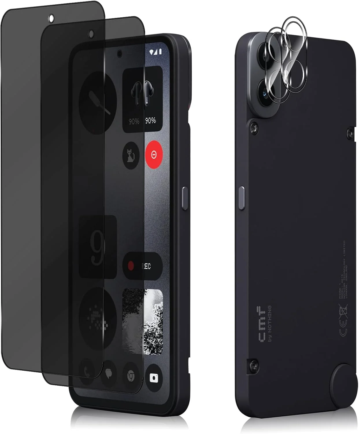 محافظ صفحه نمایش حریم خصوصی HeeYeal + محافظ دوربین برای Nothing CMF Phone 1 5G، [2 + 2 عدد] شیشه حرارت دیده، سختی 9H ضد خش، فیلم ضد جاسوسی برای Nothing CMF Phone 1 5G