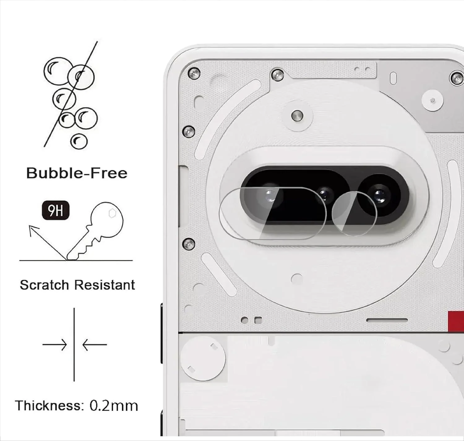 محافظ لنز دوربین فوق باریک GIOPUEY (چهار عددی) سازگار با ناتینگ فون 3A، شیشه حرارت دیده HD [مقاوم در برابر خراش] محافظ دوربین برای ناتینگ فون 3A