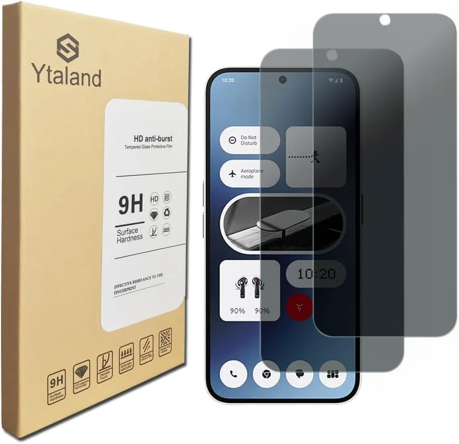 محافظ صفحه نمایش حریم خصوصی S YTALAND بسته 2 عددی برای Nothing Phone 2a، شیشه محافظ ضد جاسوسی، فیلم محافظ صفحه نمایش حریم خصوصی، [ضد جاسوسی] [شیشه حرارت دیده با سختی 9H] [بدون حباب]