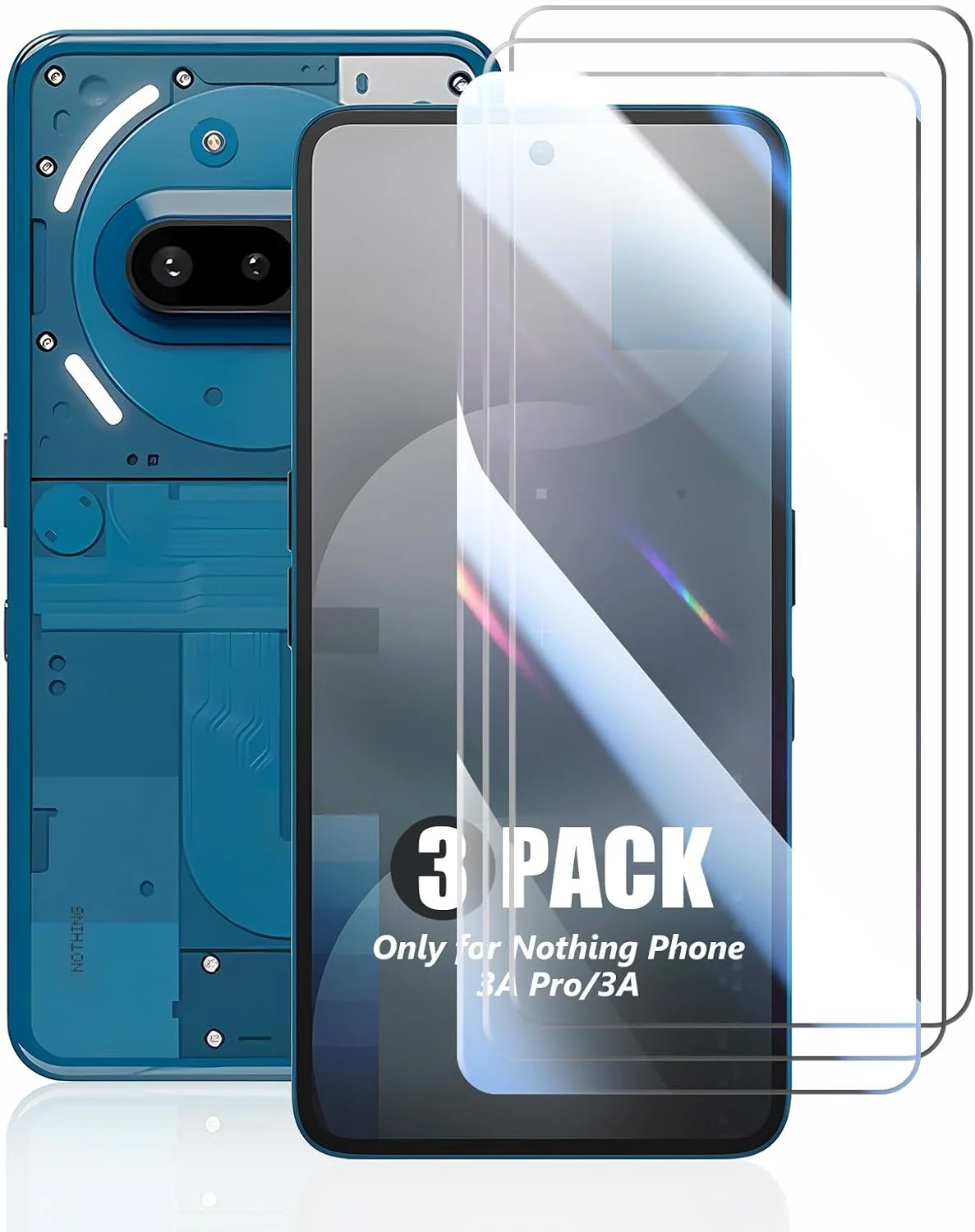 محافظ صفحه نمایش SCL برای ناتینگ فون 3a Pro، بسته 3 عددی شیشه حرارت دیده شفاف سری Crystal Clear برای ناتینگ 3a Pro، سازگار با قاب، سختی 9H