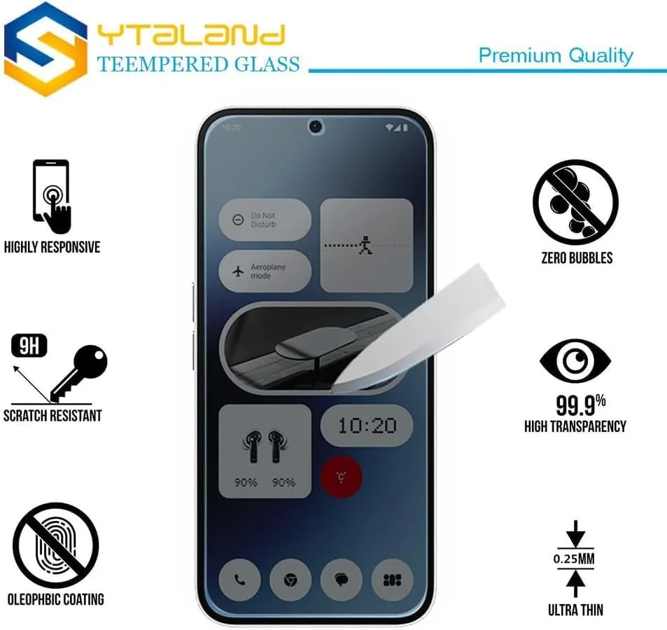 محافظ صفحه نمایش حریم خصوصی S YTALAND بسته 2 عددی برای Nothing Phone 2a، شیشه محافظ ضد جاسوسی، فیلم محافظ صفحه نمایش حریم خصوصی، [ضد جاسوسی] [شیشه حرارت دیده با سختی 9H] [بدون حباب]