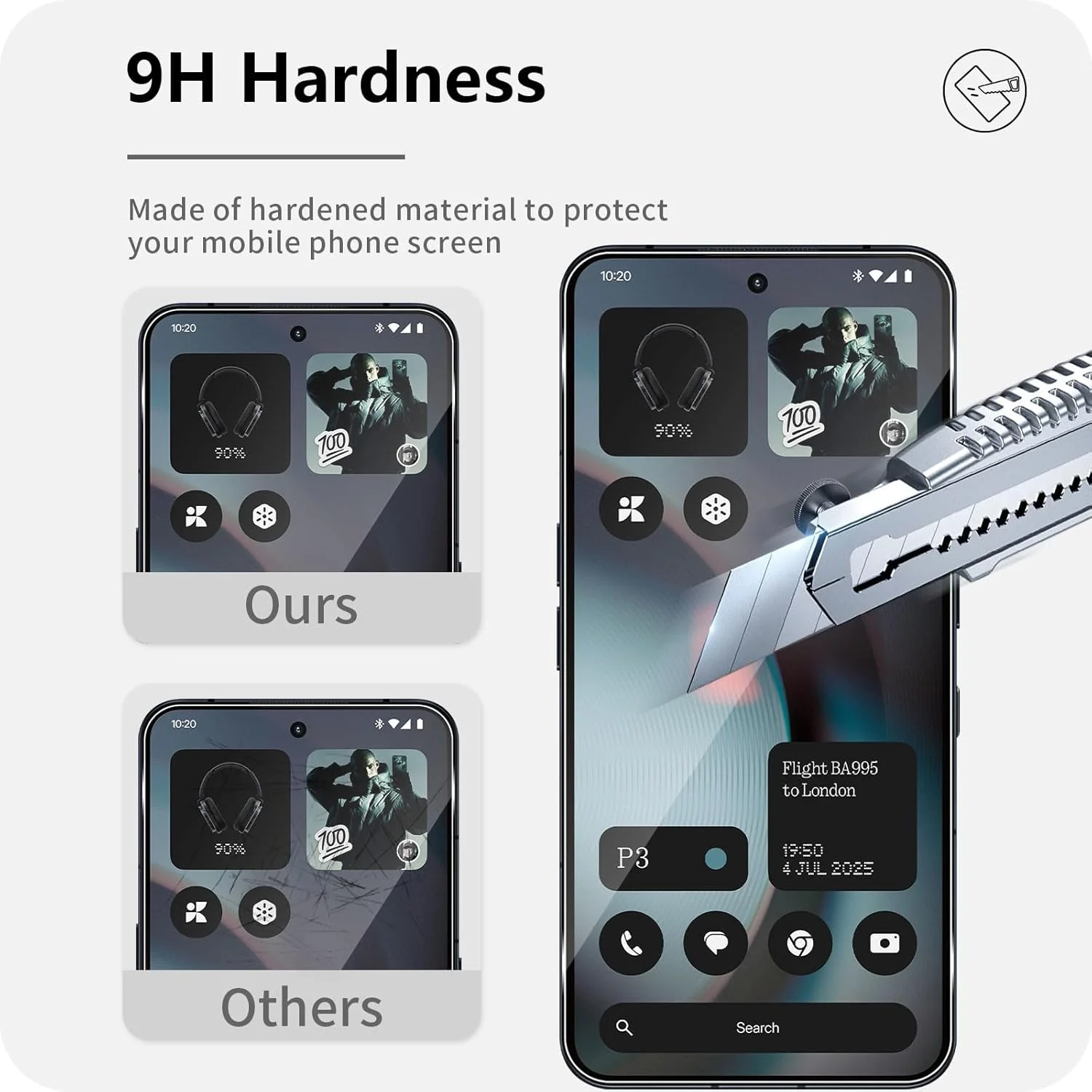 محافظ صفحه نمایش شیشه ای حرارت دیده وونسوسو سازگار با ناتینگ فون 3، بسته 2 عددی، سختی 9H، ضد خش، ضد حباب، محافظ صفحه نمایش شفاف HD