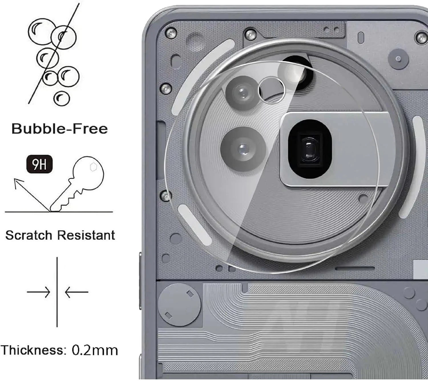 محافظ لنز دوربین عقب فوق نازک GIOPUEY (4 عدد) سازگار با ناتینگ فون 3a Pro، شیشه حرارت دیده HD [ضد خش] برای دوربین ناتینگ فون 3a Pro