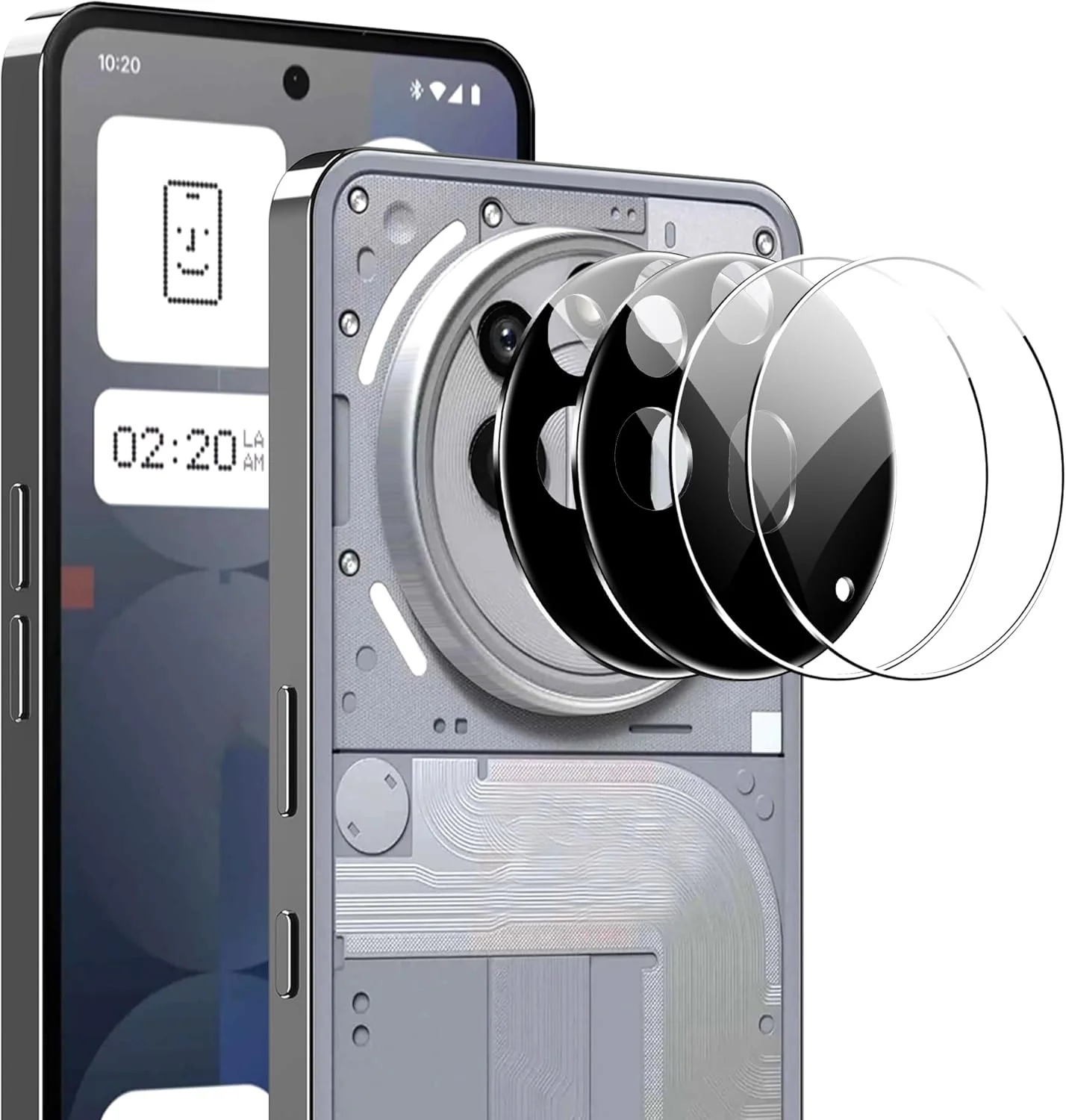 محافظ لنز دوربین گوشی ناتینگ فون (3a) پرو Suttkue، [ضد خش] [نصب آسان] سازگار با قاب، کیفیت بالا، شیشه حرارت دیده، [بسته 4 عددی]