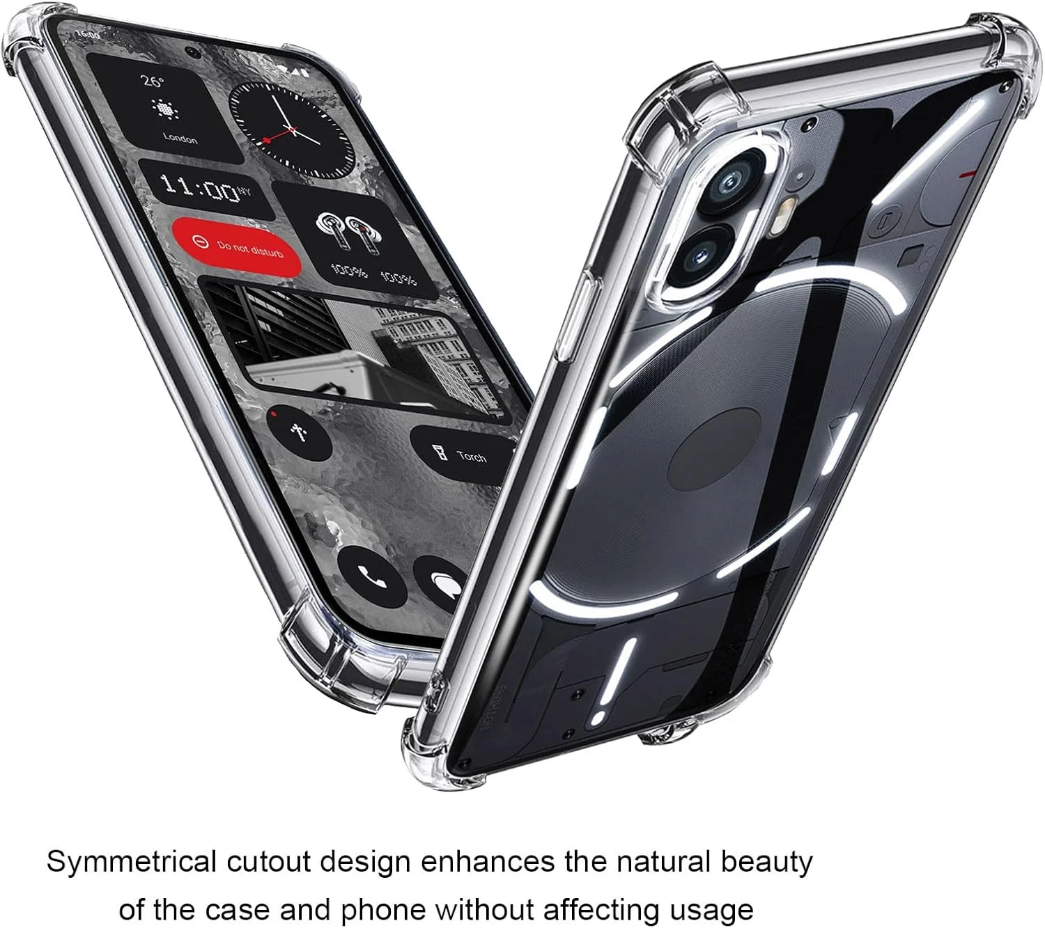 کاور LYJERRY برای ناتینگ فون 2 لایه + 2 محافظ صفحه نمایش شیشه ای برای کاور ناتینگ فون 2، کاور جعبه سیلیکونی لایه ای، محافظ صفحه نمایش شفاف