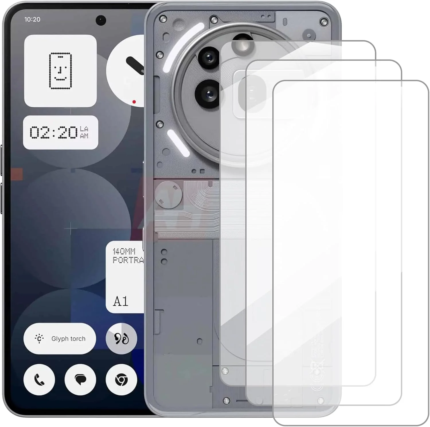 محافظ صفحه نمایش دامولون سازگار با ناتینگ فون 3a Pro (6.77 اینچ) [بسته 3 عددی] محافظ صفحه شیشه ای مناسب برای ناتینگ فون 3a Pro، فیلم محافظ شیشه ای حرارت دیده