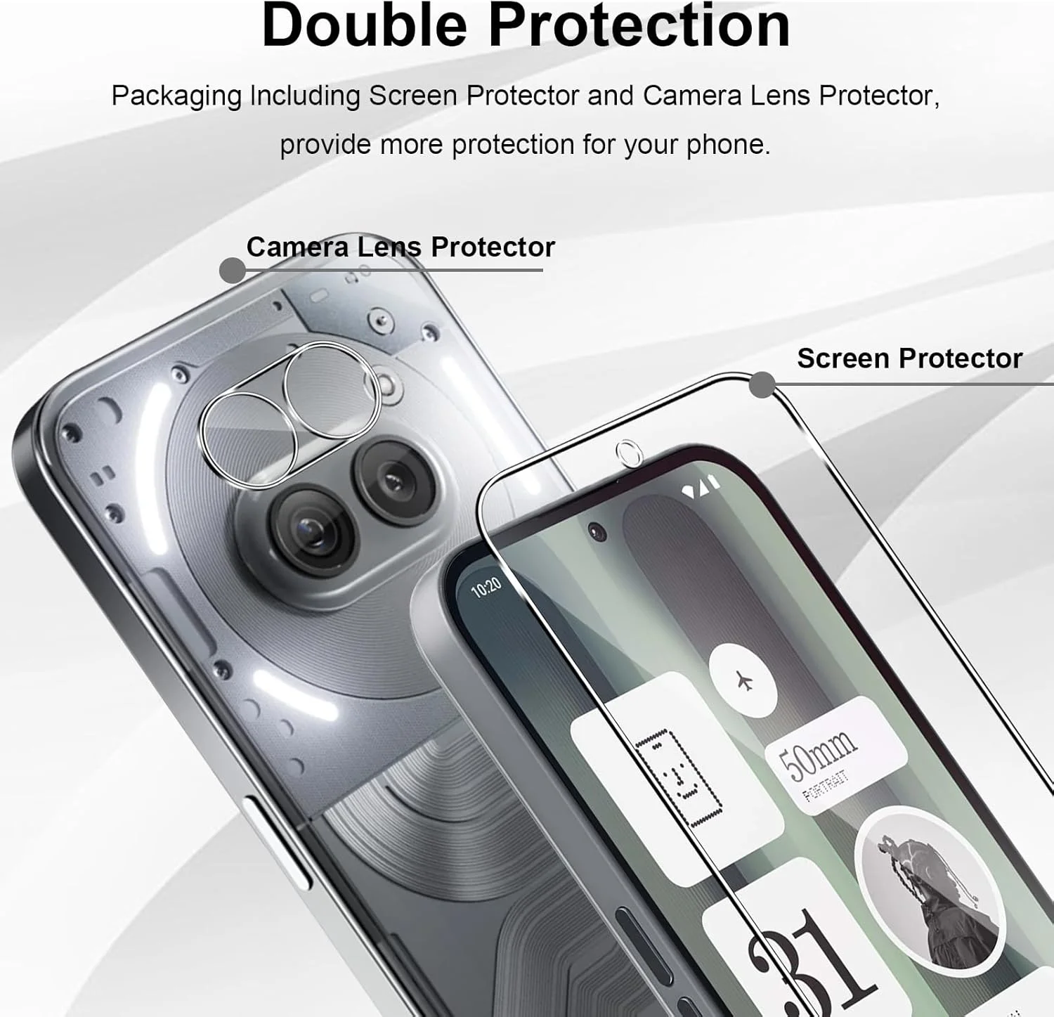 محافظ صفحه نمایش شیشه ای حرارت دیده Yenwen سازگار با Nothing Phone (2a) / Phone (2a) Plus، 2 عدد محافظ صفحه نمایش و 2 عدد محافظ دوربین عقب، مقاوم در برابر خراش - شیشه با سختی 9H - بدون حباب