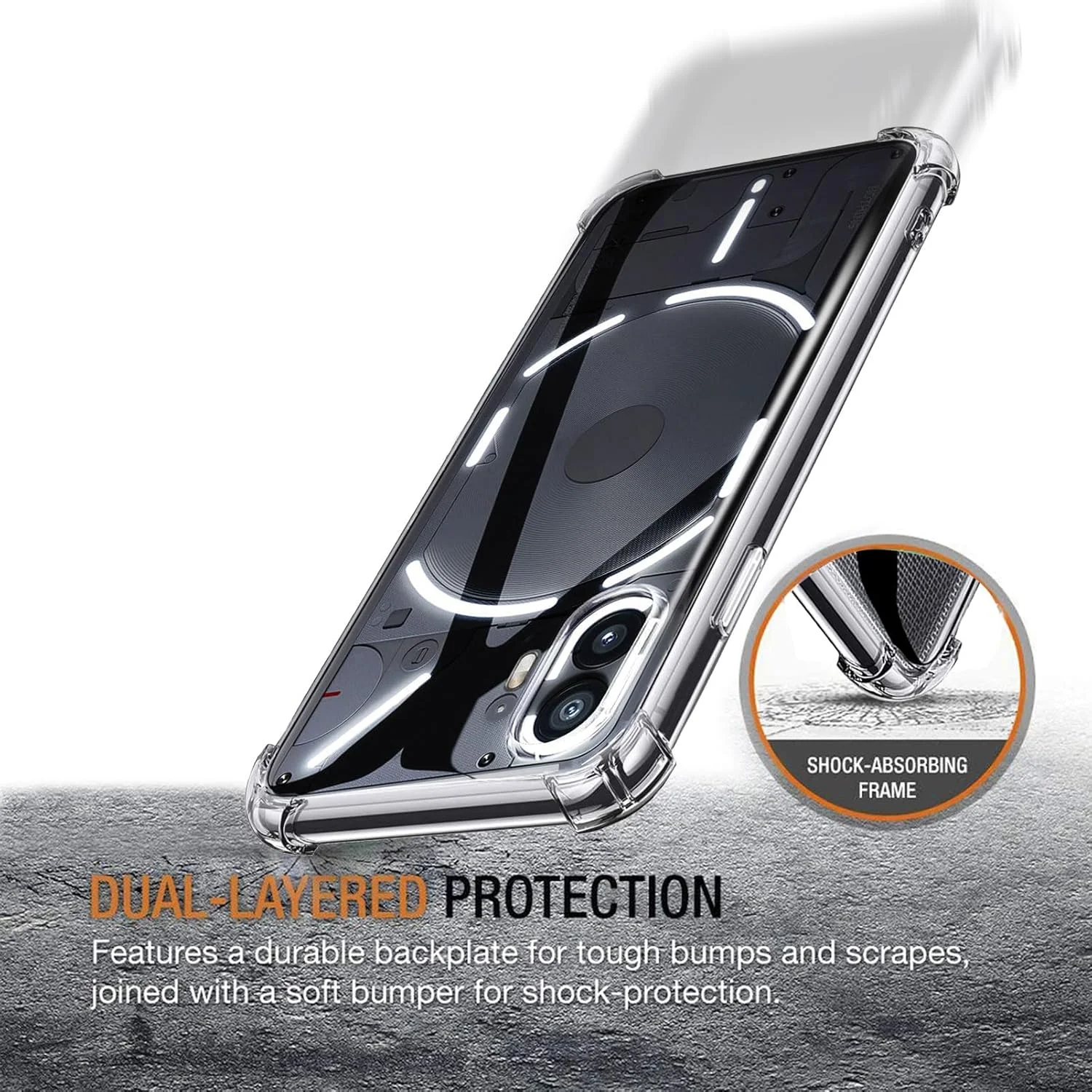 کاور LYJERRY برای ناتینگ فون 2 لایه + 2 محافظ صفحه نمایش شیشه ای برای کاور ناتینگ فون 2، کاور جعبه سیلیکونی لایه ای، محافظ صفحه نمایش شفاف