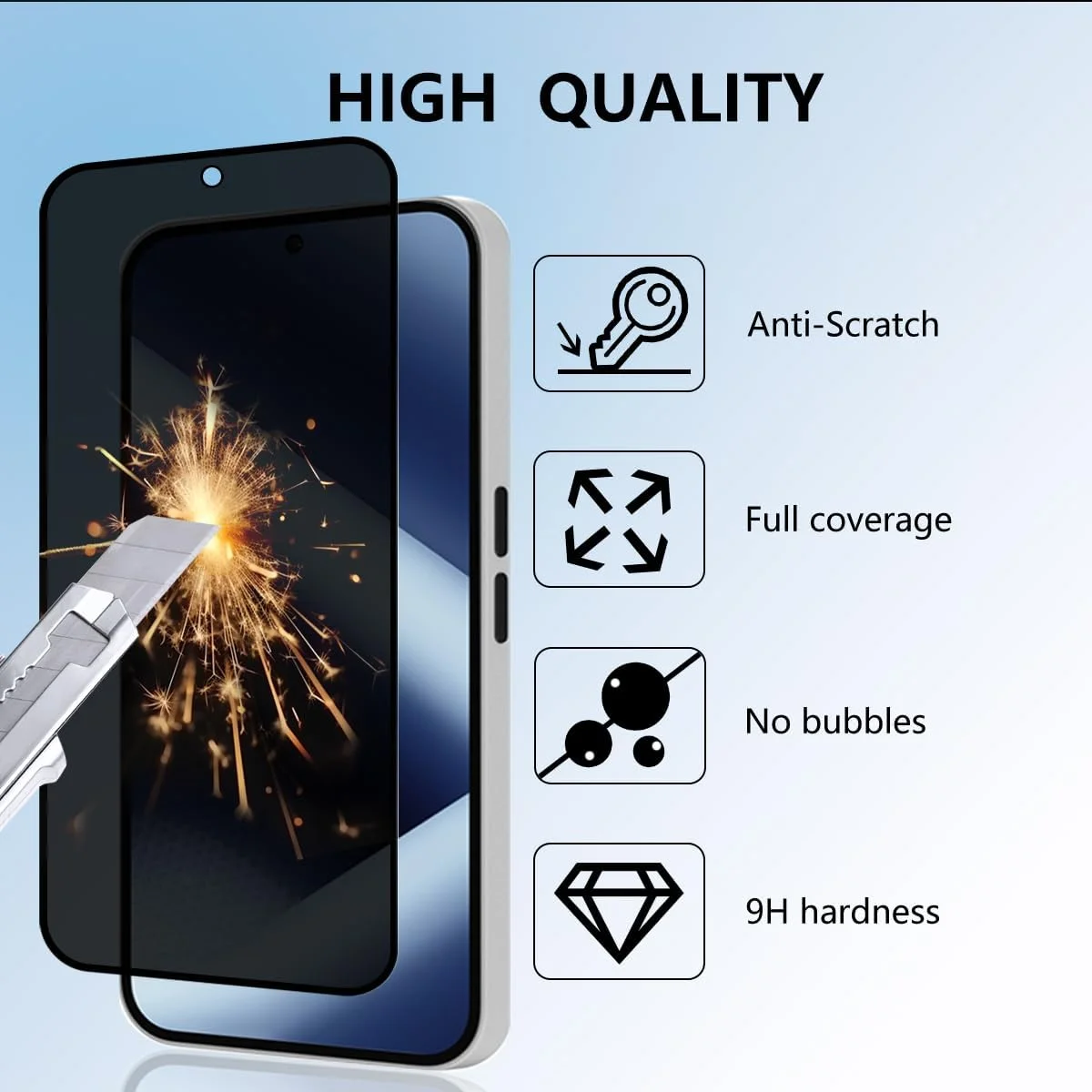 محافظ صفحه نمایش حریم خصوصی Bekiikoo برای Nothing Phone 2A، فیلم ضد جاسوسی، محافظت از حریم خصوصی، پوشش کامل سه بعدی، محافظ صفحه نمایش شیشه ای تمپر شده برای Nothing Phone 2A