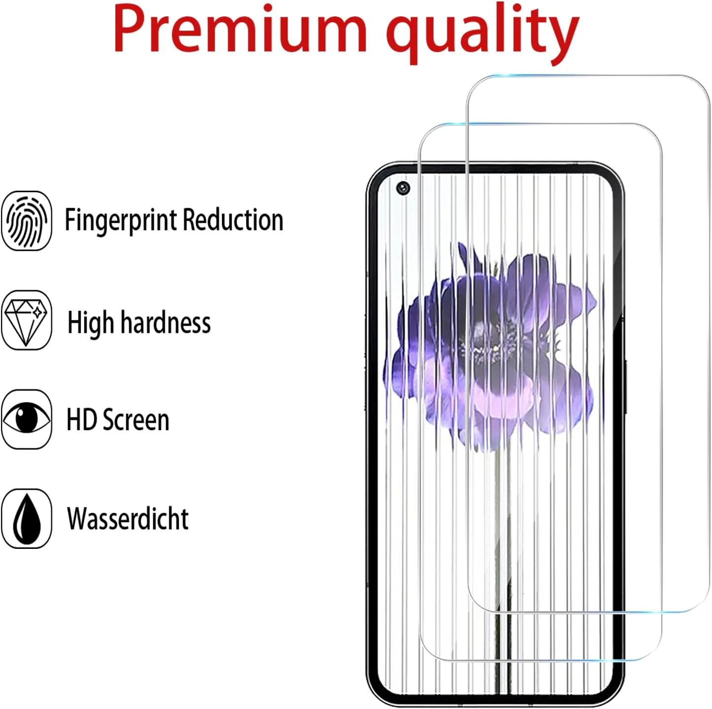 GMUJIAO [بسته 2+2 سازگار با Nothing Phone (2) شامل محافظ صفحه نمایش شیشه ای حرارت دیده و محافظ لنز دوربین، فیلم شیشه ای حرارت دیده تمام صفحه HD [ضد خرد شدن]