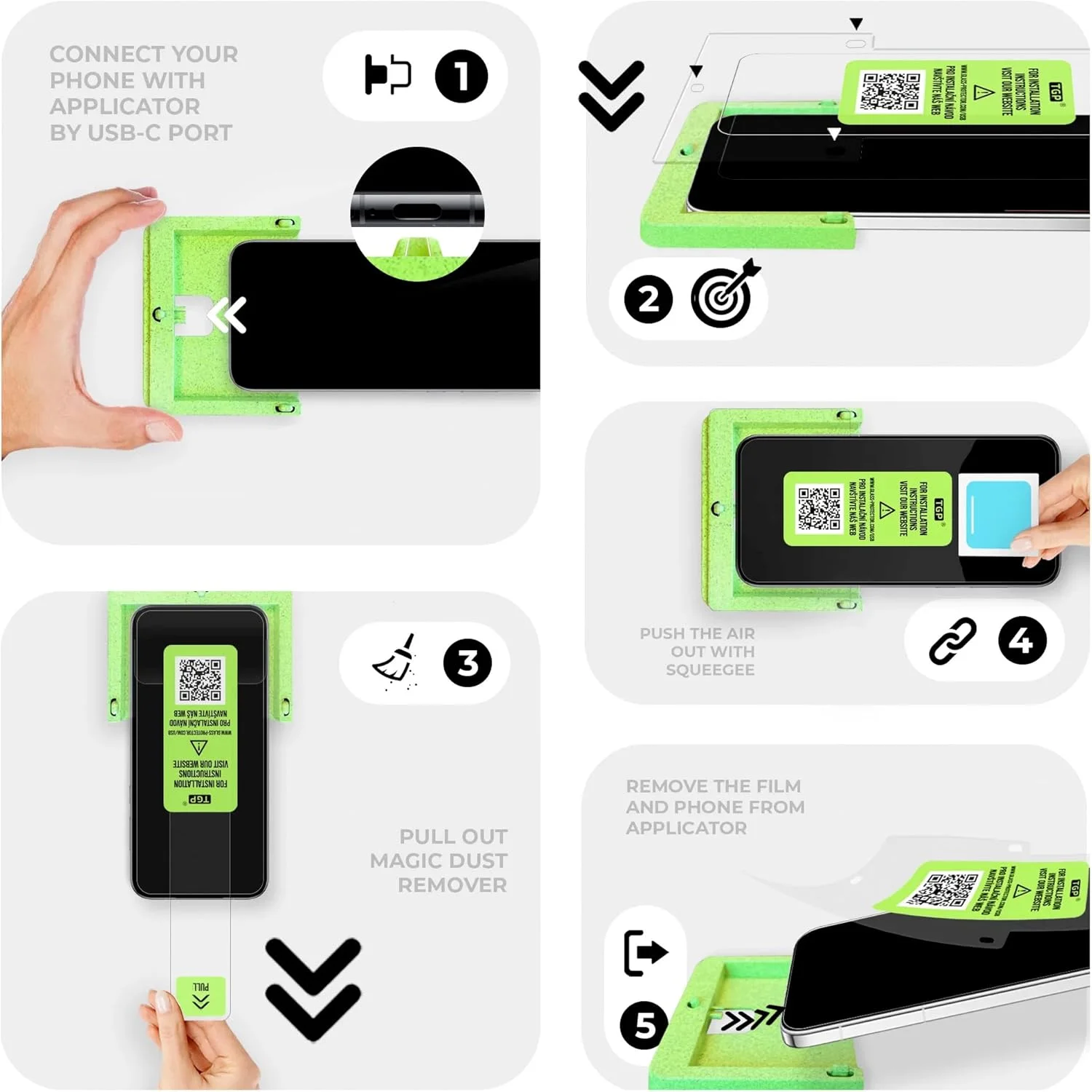 محافظ شیشه ای TGP برای ناتینگ فون (2) با اپلیکاتور خود نصب، نصب آسان، بدون حباب