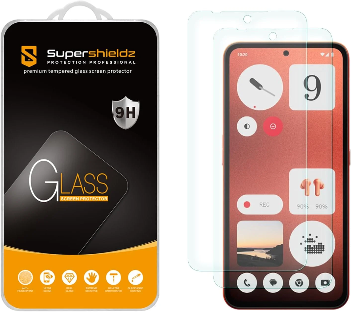 محافظ صفحه نمایش شیشه ای حرارت دیده سوپرشیلدز (2 عددی) طراحی شده برای ناتینگ (CMF Phone 1)، ضد خش و بدون حباب