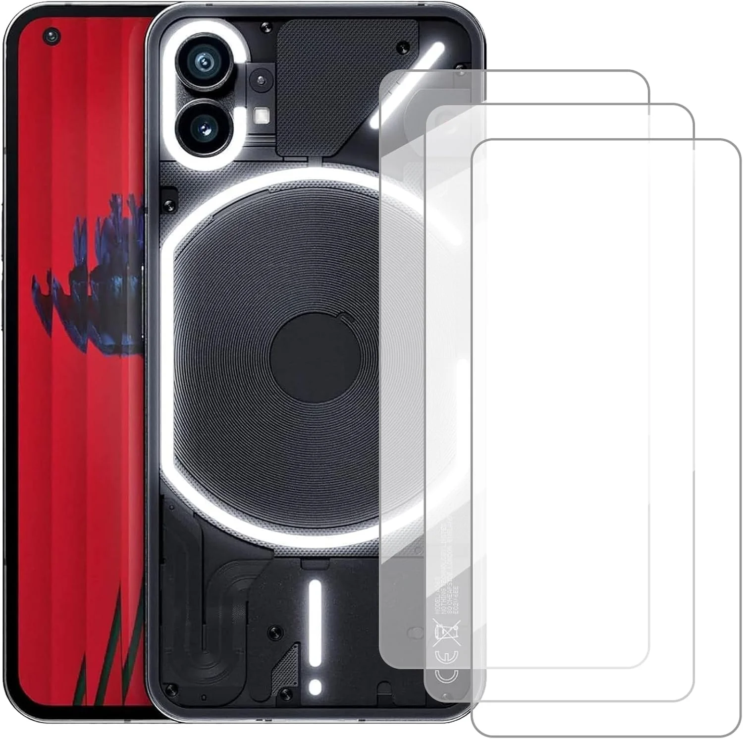 محافظ صفحه نمایش دامولون سازگار با ناتینگ فون (1) (6.55 اینچ) [بسته 3 عددی] محافظ صفحه شیشه ای حرارت دیده مناسب برای ناتینگ فون (1)