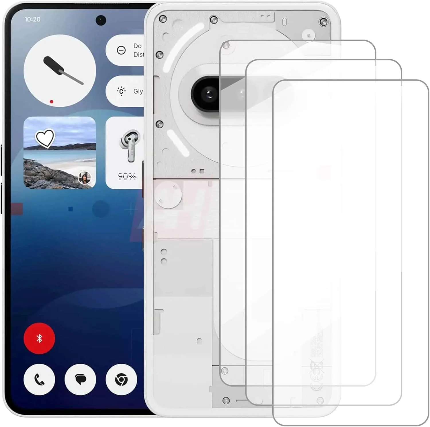 محافظ صفحه نمایش دامولون سازگار با ناتینگ فون 3a (6.77 اینچ) [بسته 3 عددی] محافظ صفحه شیشه ای مناسب برای ناتینگ فون 3a، فیلم محافظ شیشه ای حرارت دیده