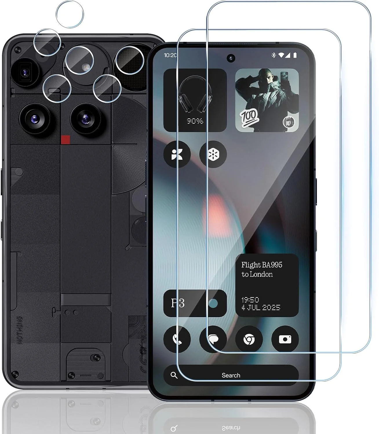 محافظ صفحه نمایش شیشه ای حرارت دیده TUTUO بسته 2+2 سازگار با ناتینگ فون 3 + محافظ لنز دوربین، [ضد خش] [بدون حباب] شیشه حرارت دیده شفاف HD با سختی 9H
