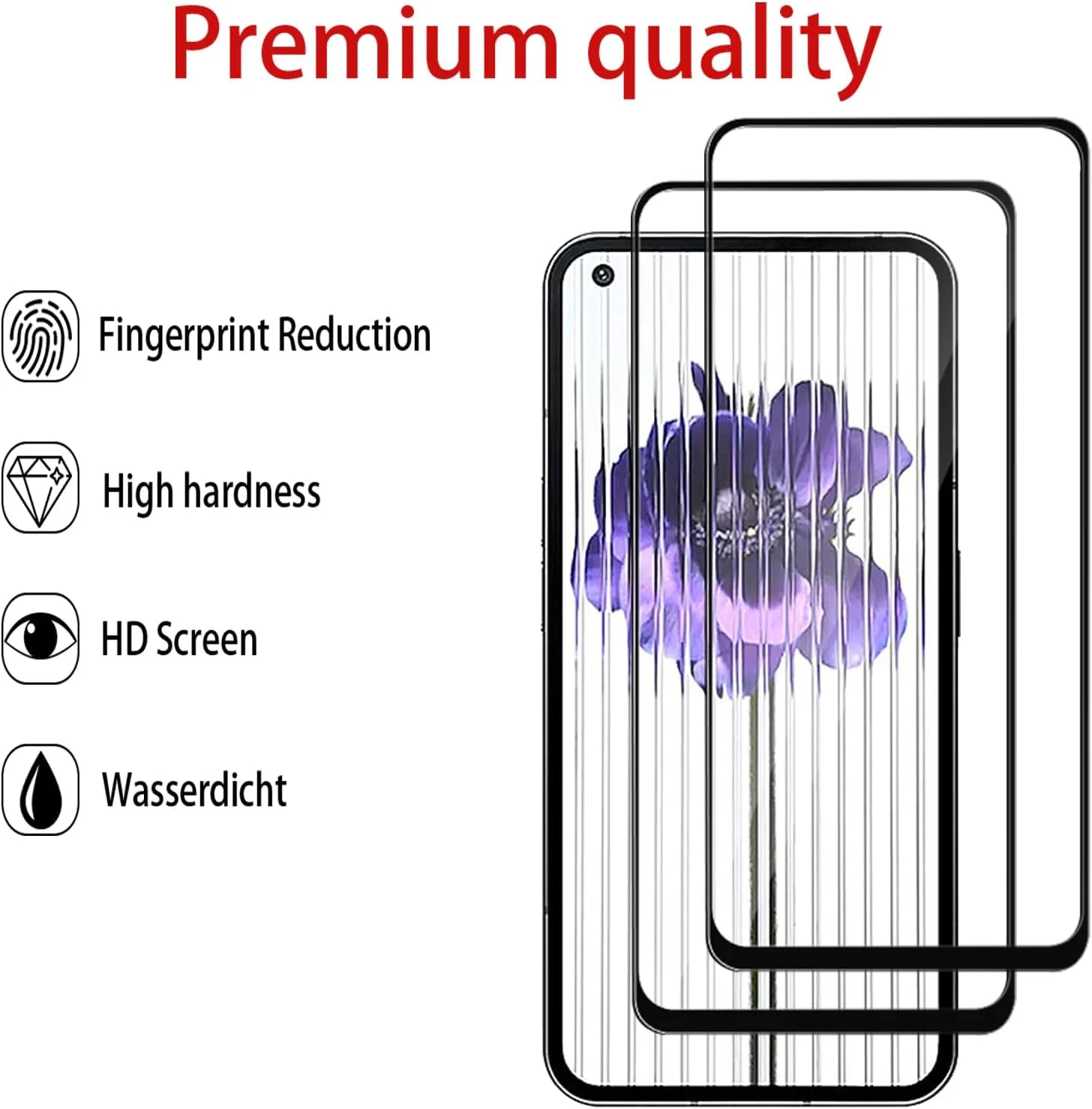 GMUJIAO [بسته 2+2 عددی] سازگار با Nothing Phone (2) شامل محافظ صفحه نمایش شیشه ای و محافظ لنز دوربین، محافظ آستین شیشه ای حرارت دیده [بدون حباب] [شفافیت HD] - مشکی