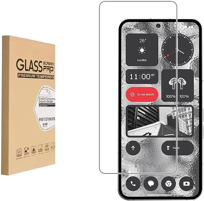 محافظ صفحه نمایش شیشه ای حرارت دیده Shunwige، طراحی شده برای Nothing Phone (2)، شیشه ای حرارت دیده/قاب تراز/مقاوم در برابر خراش/فقط پوشش دهنده ناحیه نمایش