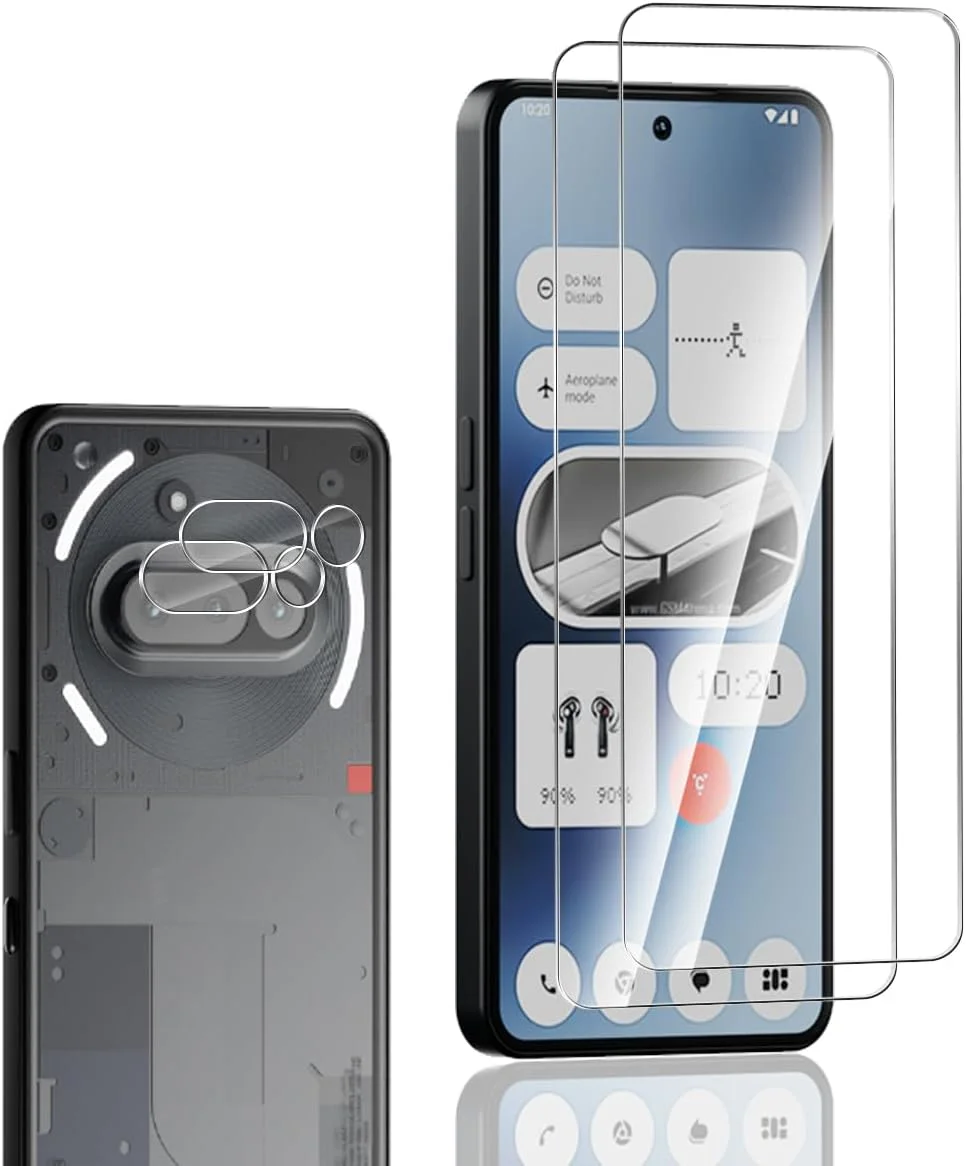 محافظ صفحه نمایش شیشه ای حرارت دیده Bekiikoo برای ناتینگ فون (3a) و محافظ دوربین عقب 2+2 تکه، سختی 9H، ضد خش، شفاف HD، محافظ صفحه نمایش برای ناتینگ فون (3a)