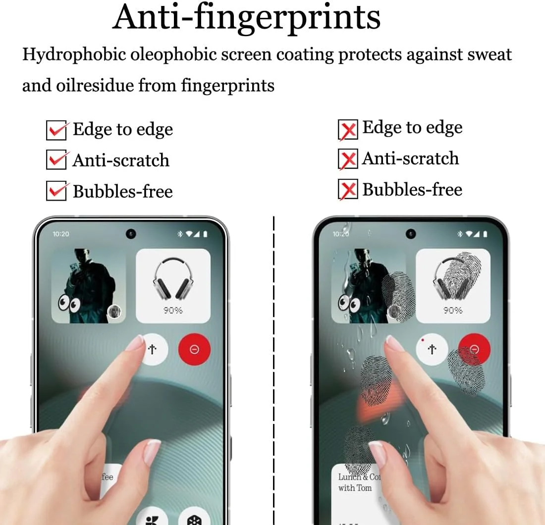 محافظ صفحه نمایش شیشه ای حرارت دیده Afikyutu برای Nothing Phone (3)، شامل 2 عدد محافظ صفحه نمایش و 2 عدد محافظ لنز دوربین عقب، سختی 9H، HD، ضد خش، بدون حباب، نصب آسان