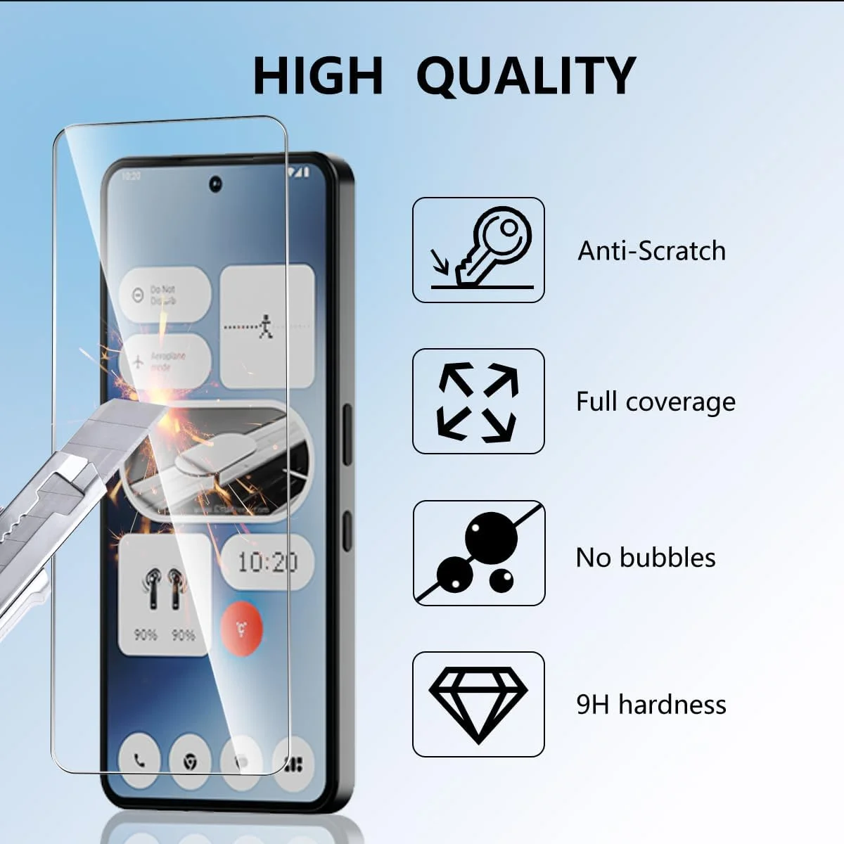 محافظ صفحه نمایش شیشه ای حرارت دیده Bekiikoo برای ناتینگ فون (3a) و محافظ دوربین عقب 2+2 تکه، سختی 9H، ضد خش، شفاف HD، محافظ صفحه نمایش برای ناتینگ فون (3a)