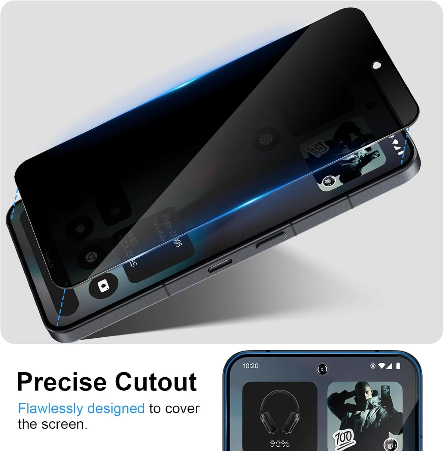 محافظ صفحه حریم خصوصی شیشه ای Xunzii برای Nothing Phone 3 - بسته 2 عددی فیلم محافظ با سختی 9H، شیشه محافظ حریم خصوصی بدون حباب، پوشش کامل ضد جاسوسی