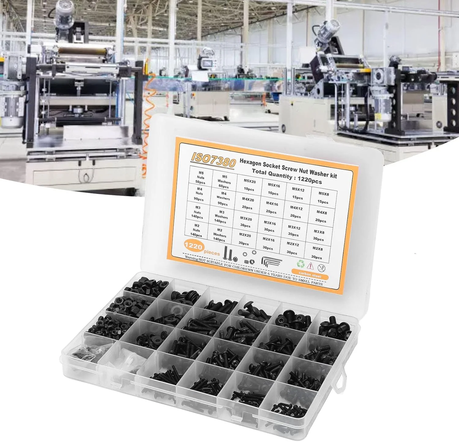 مجموعه پیچ و مهره متریک Fdit شامل 1220 قطعه، پیچ های ماشینی M2 M3 M4 M5 فولاد کربنی با سر نیم گرد، پیچ های سوکت شش گوش، مهره ها و واشرها مجموعه پیچ و مهره متریک Fdit شامل 1220 قطعه، پیچ های ماشینی M2 M3 M4 M5 فولاد کربنی با سر نیم گرد، پیچ های سوکت شش گوش، مهره ها و واشرها
