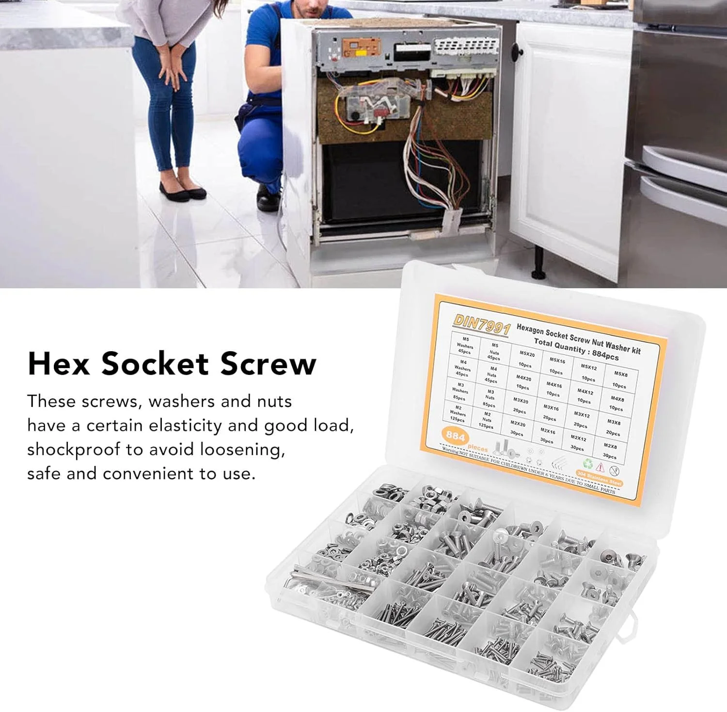 مجموعه 884 عددی پیچ و مهره NDNCZDHC شامل پیچ، مهره و واشر استیل ضد زنگ M2 M3 M4 M5 با سر خزینه و آچار آلن به همراه جعبه مجموعه 884 عددی پیچ و مهره NDNCZDHC شامل پیچ، مهره و واشر استیل ضد زنگ M2 M3 M4 M5 با سر خزینه و آچار آلن به همراه جعبه