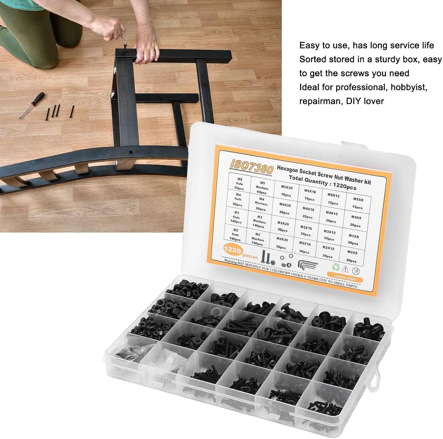 مجموعه پیچ و مهره متریک Fdit شامل 1220 قطعه، پیچ های ماشینی M2 M3 M4 M5 فولاد کربنی با سر نیم گرد، پیچ های سوکت شش گوش، مهره ها و واشرها مجموعه پیچ و مهره متریک Fdit شامل 1220 قطعه، پیچ های ماشینی M2 M3 M4 M5 فولاد کربنی با سر نیم گرد، پیچ های سوکت شش گوش، مهره ها و واشرها