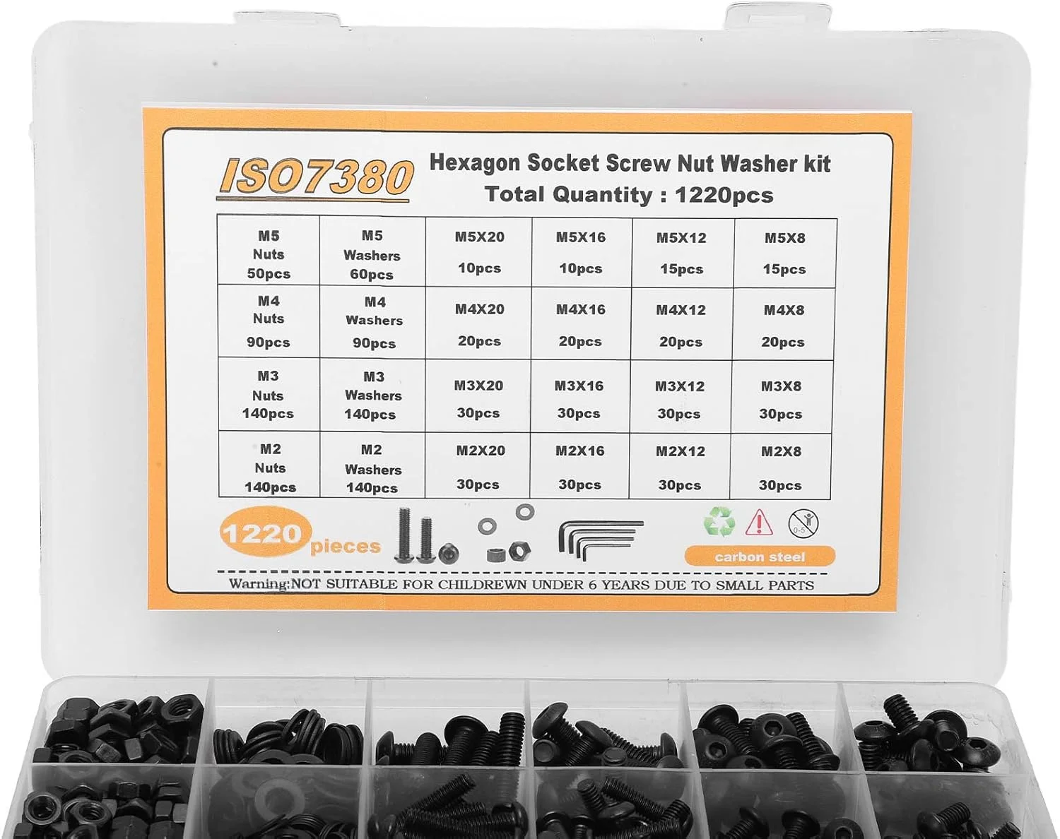مجموعه پیچ و مهره متریک Fdit شامل 1220 قطعه، پیچ های ماشینی M2 M3 M4 M5 فولاد کربنی با سر نیم گرد، پیچ های سوکت شش گوش، مهره ها و واشرها مجموعه پیچ و مهره متریک Fdit شامل 1220 قطعه، پیچ های ماشینی M2 M3 M4 M5 فولاد کربنی با سر نیم گرد، پیچ های سوکت شش گوش، مهره ها و واشرها