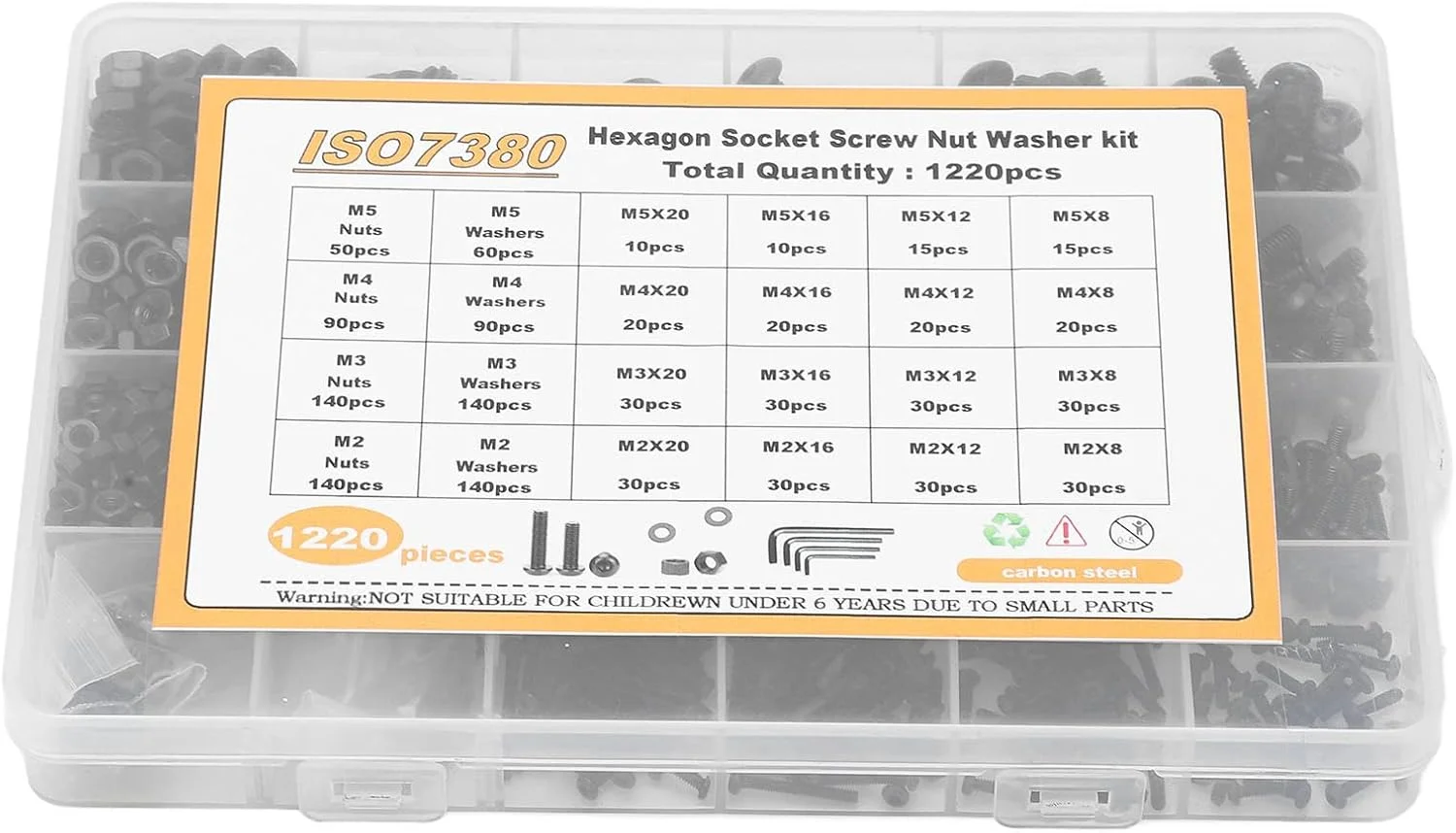 مجموعه پیچ و مهره متریک Fdit شامل 1220 قطعه، پیچ های ماشینی M2 M3 M4 M5 فولاد کربنی با سر نیم گرد، پیچ های سوکت شش گوش، مهره ها و واشرها مجموعه پیچ و مهره متریک Fdit شامل 1220 قطعه، پیچ های ماشینی M2 M3 M4 M5 فولاد کربنی با سر نیم گرد، پیچ های سوکت شش گوش، مهره ها و واشرها