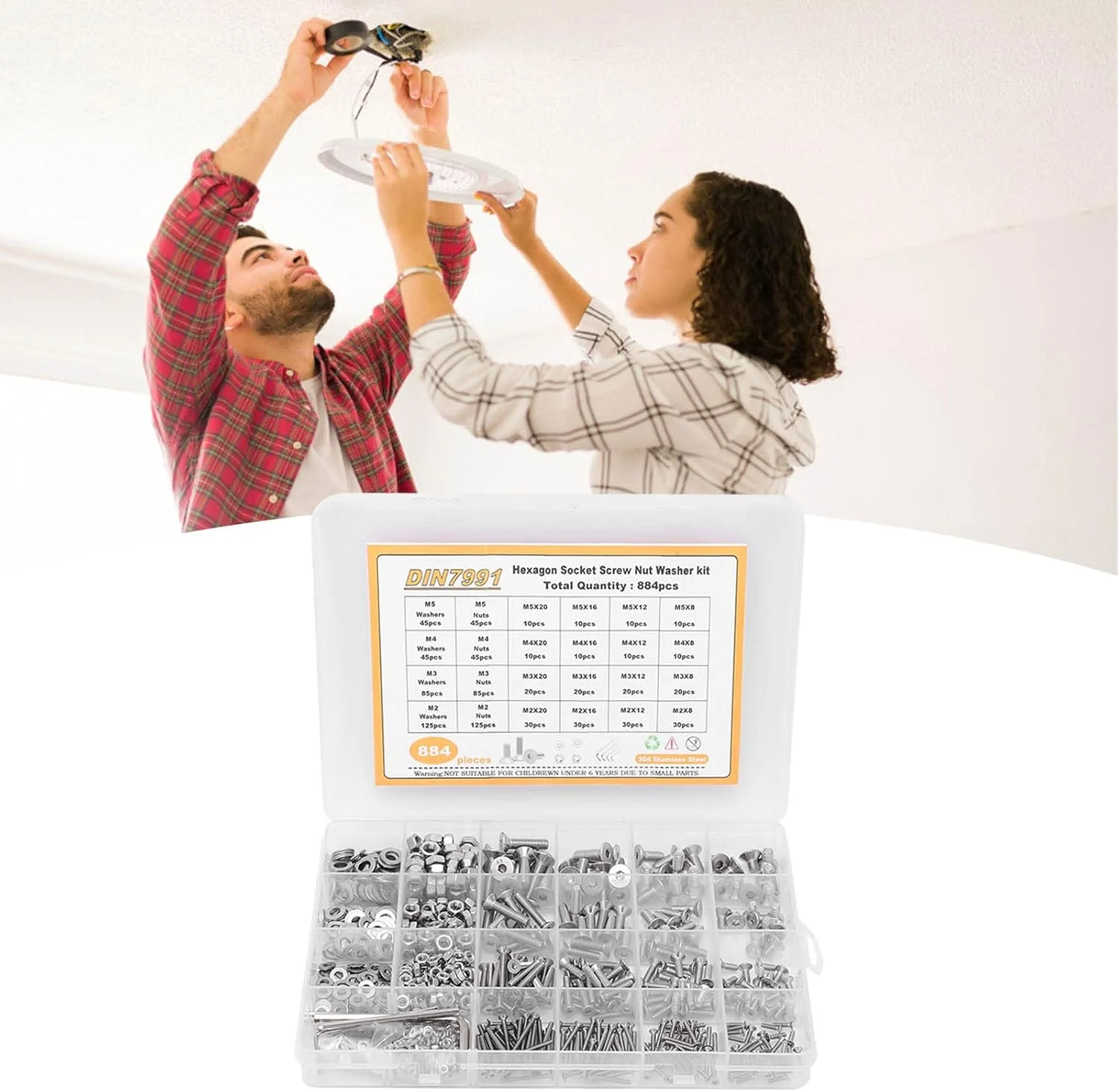 مجموعه 884 عددی پیچ و مهره NDNCZDHC شامل پیچ، مهره و واشر استیل ضد زنگ M2 M3 M4 M5 با سر خزینه و آچار آلن به همراه جعبه مجموعه 884 عددی پیچ و مهره NDNCZDHC شامل پیچ، مهره و واشر استیل ضد زنگ M2 M3 M4 M5 با سر خزینه و آچار آلن به همراه جعبه