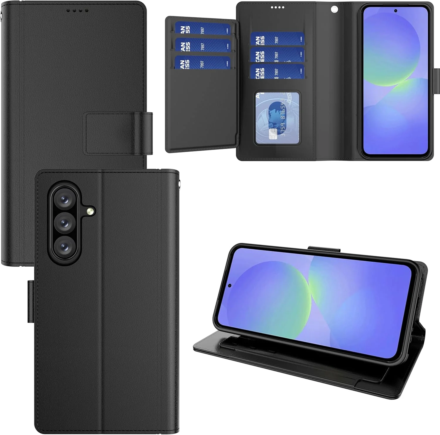 کیف پولکی پولاچی برای گوشی سامسونگ گلکسی A36 5G، کیف پولکی + 1 محافظ صفحه شیشه ای حرارت دیده، کیف محافظ چرمی PU ممتاز با قفل مغناطیسی - مشکی کیف پولکی پولاچی برای گوشی سامسونگ گلکسی A36 5G، کیف پولکی + 1 محافظ صفحه شیشه ای حرارت دیده، کیف محافظ چرمی PU ممتاز با قفل مغناطیسی - مشکی