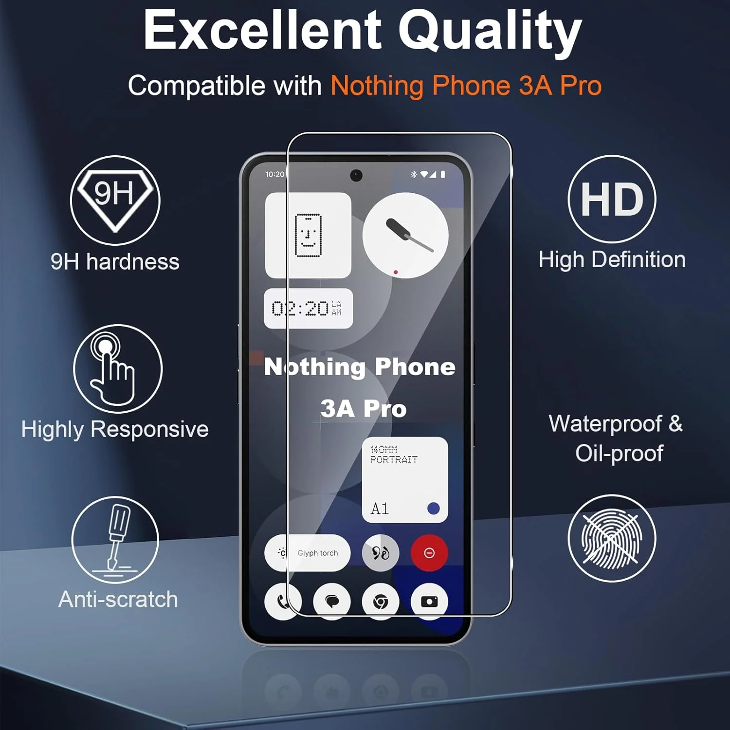 محافظ صفحه نمایش شیشه ای Vanrain برای Nothing Phone 3a Pro، 2+2 عدد فیلم محافظ صفحه نمایش و محافظ دوربین عقب، فیلم با سختی 9H و وضوح بالا بدون حباب